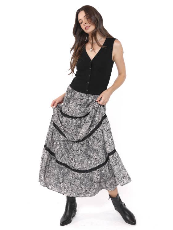Cool Girl Paisley Maxi Skirt