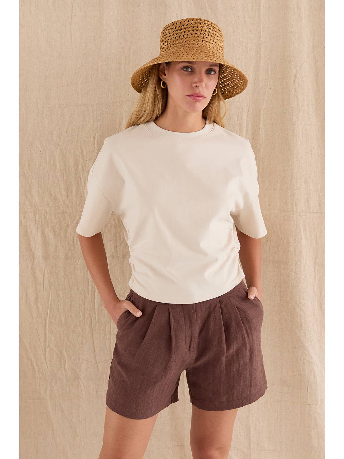Madison Pleated Linen Shorts