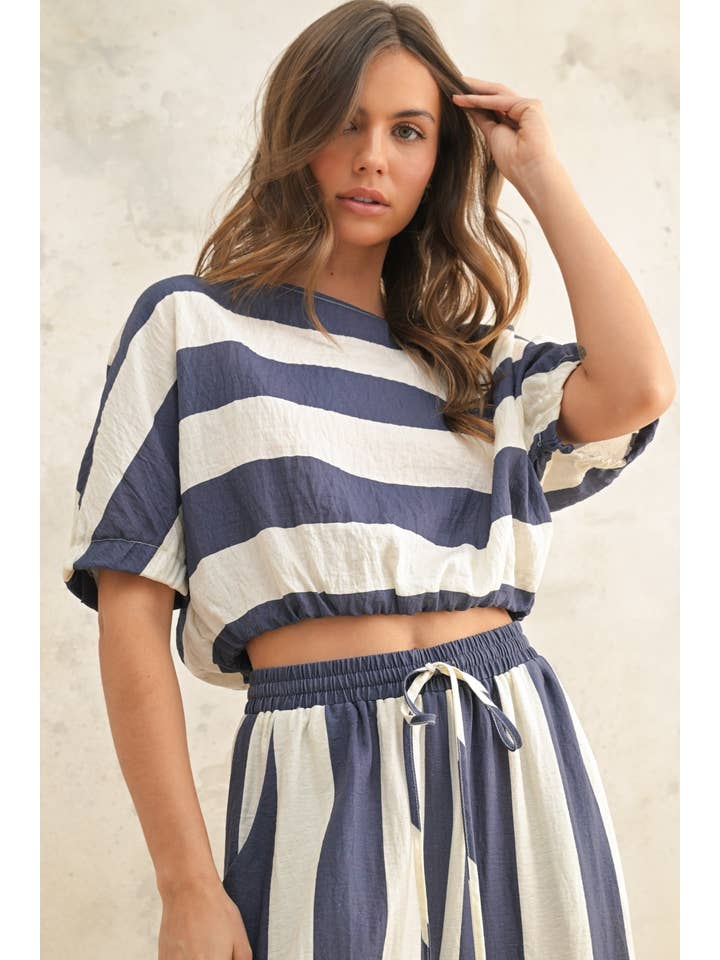 Wide Stripe Boat Neck Top