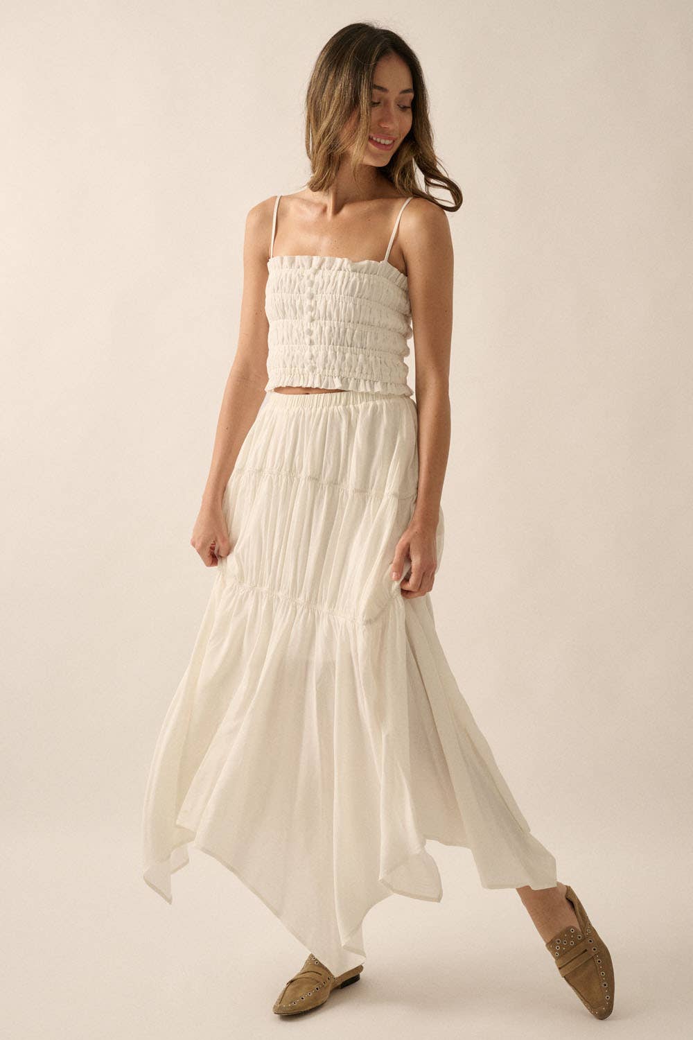 Cute as a Button Crop Top - Off White *FINAL SALE*