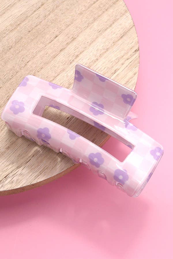 Daisy Checker Hair Claw Clips