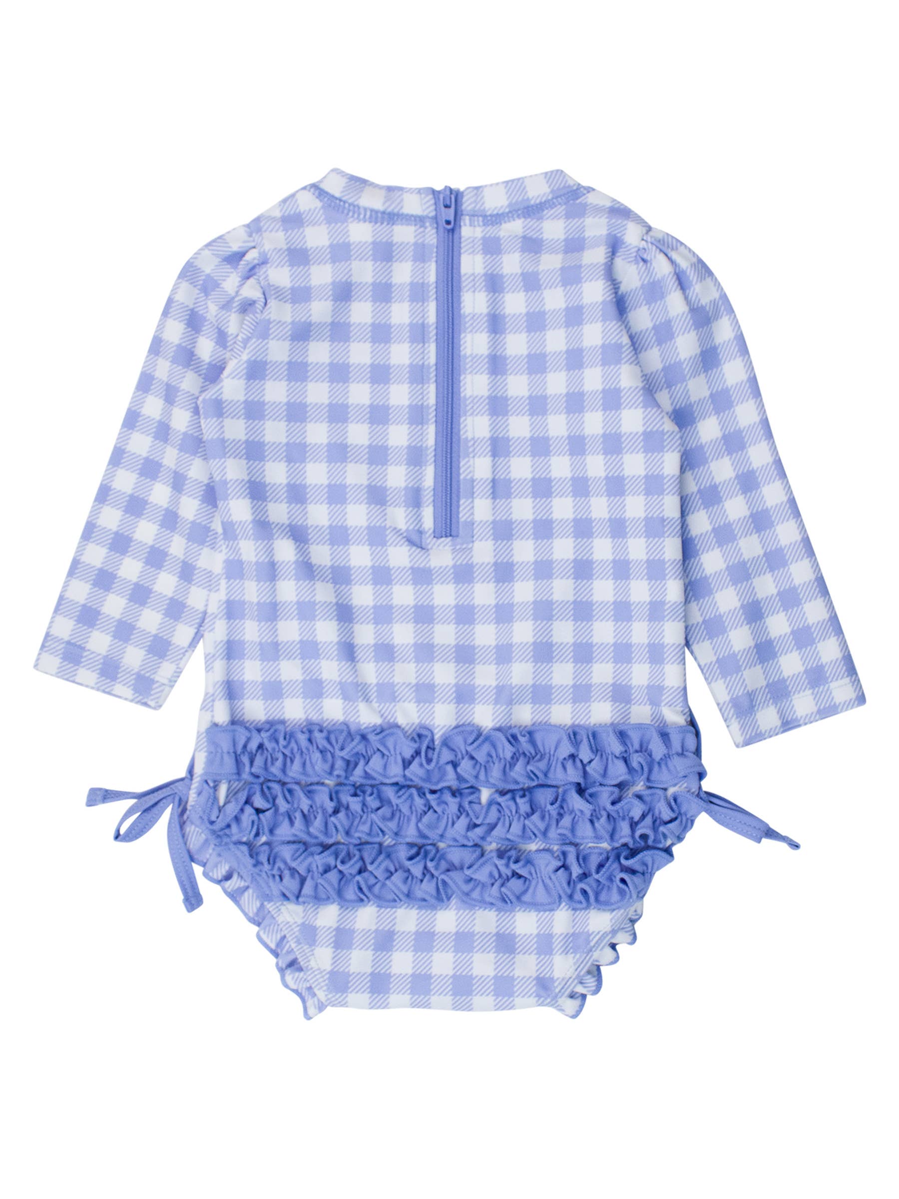 Gingham Long Sleeve One Piece Swimsuit - Periwinkle Blue *FINAL SALE*