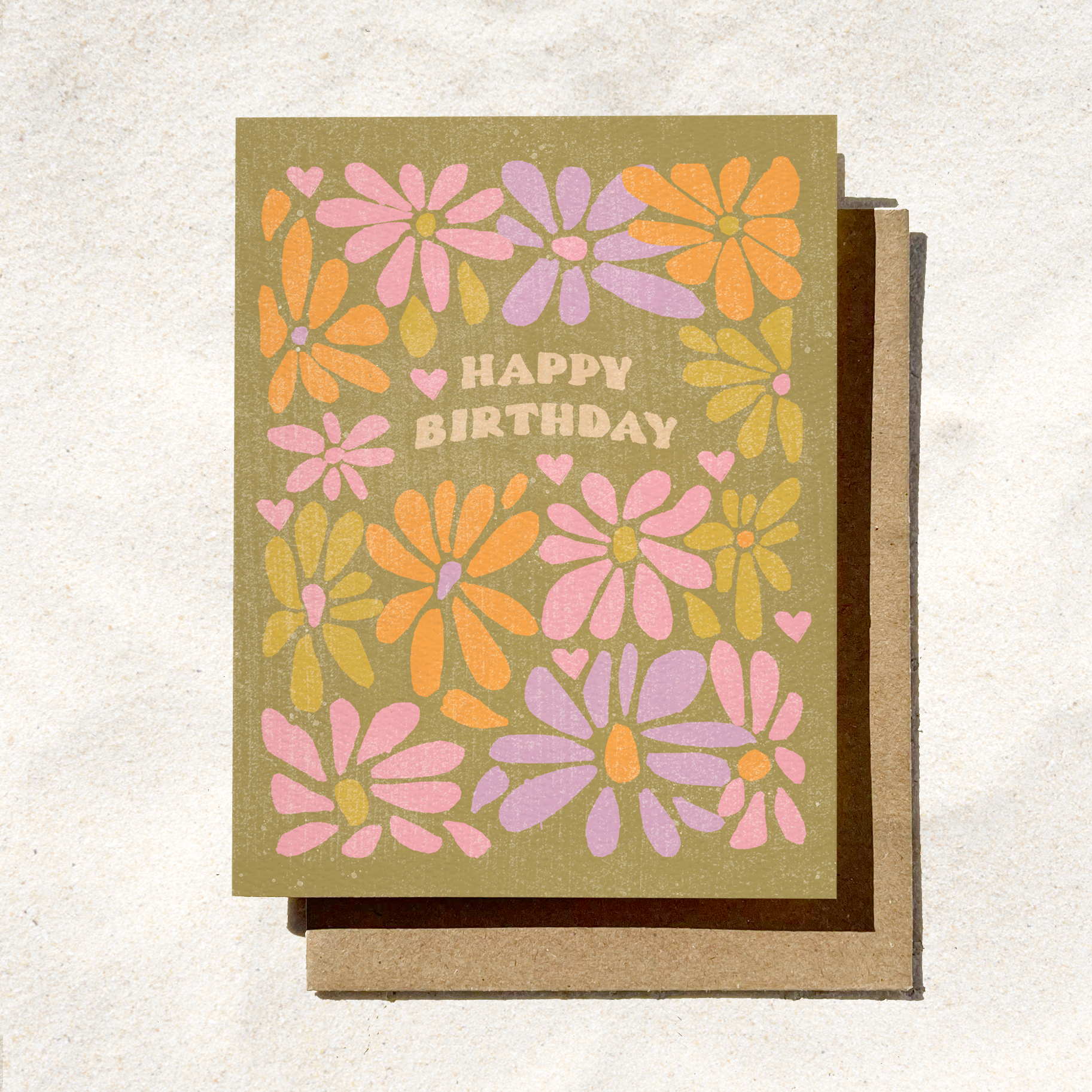 Happy Birthday Retro Flower Birthday Card