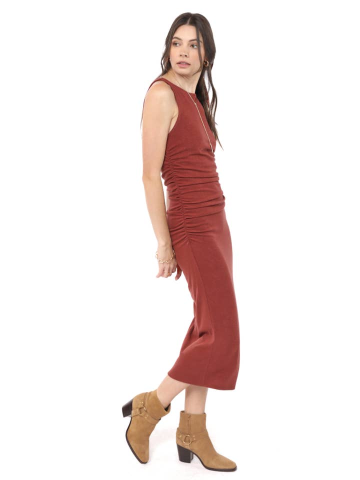 Open Up Ruched Midi Dress
