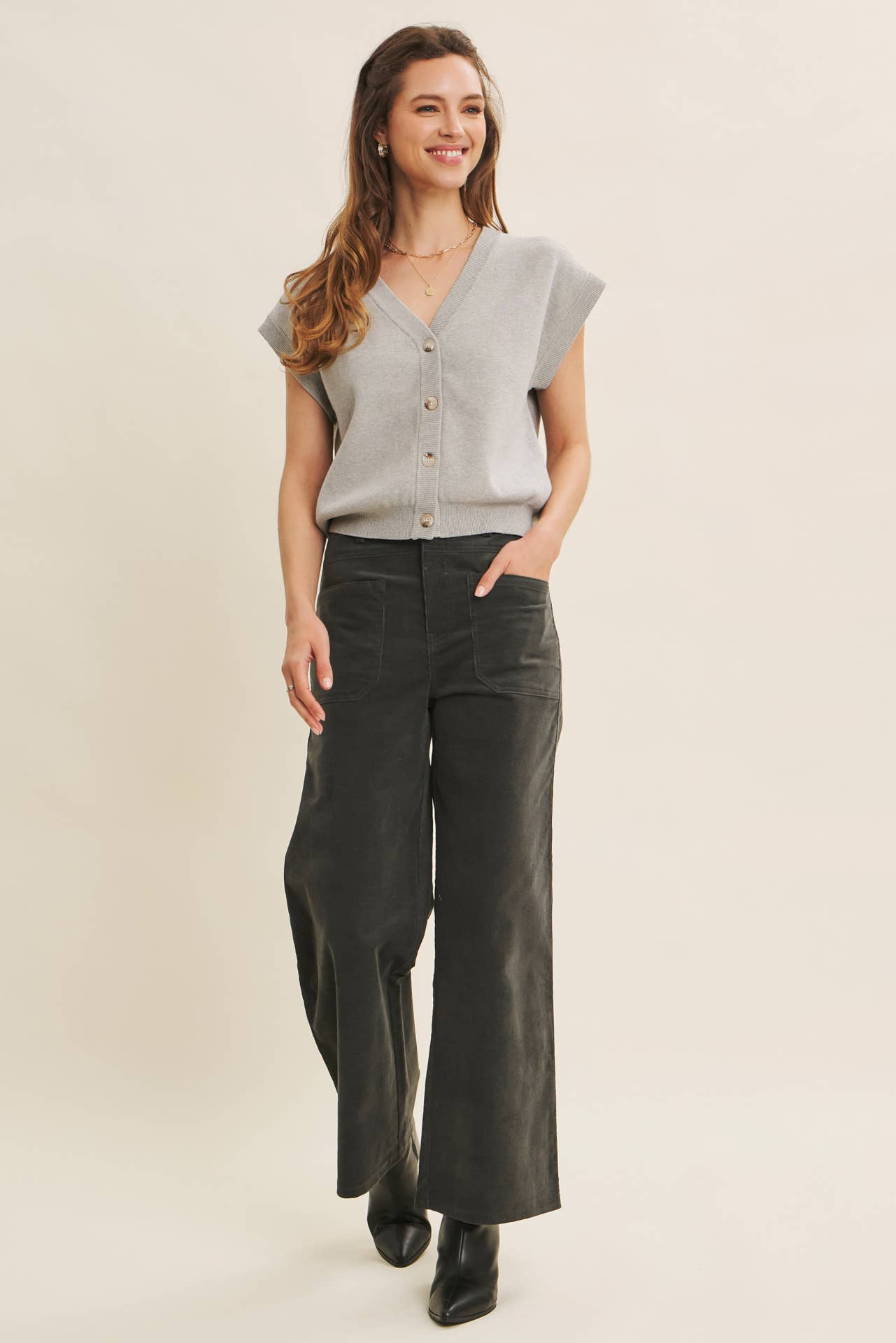 Ginger Spiced Corduroy Wide Leg Pants
