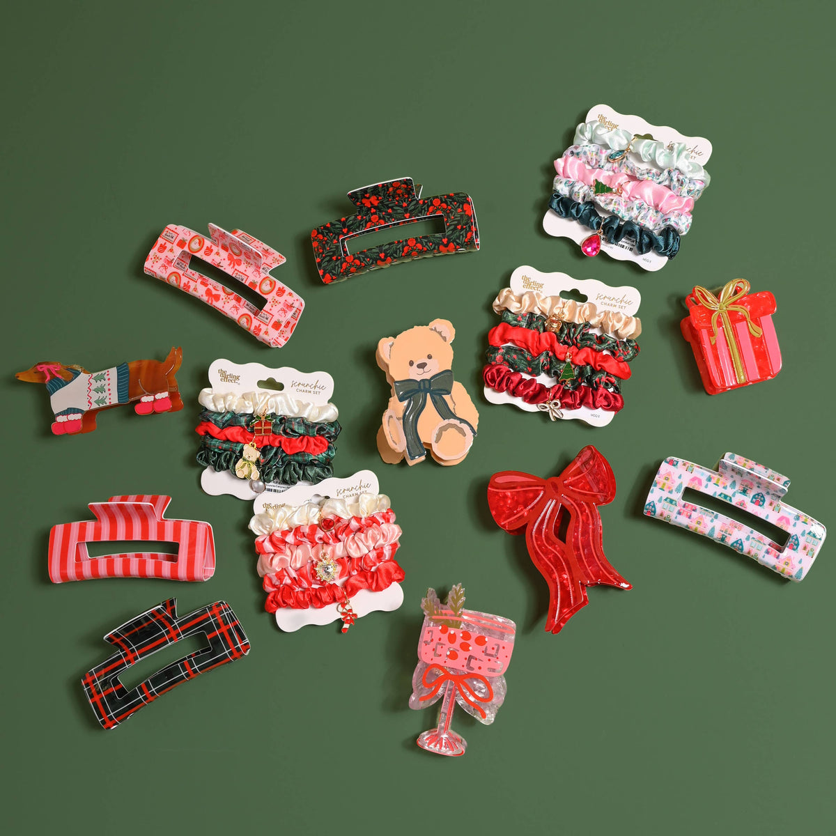 Red bow-shaped claw hair clip accessory