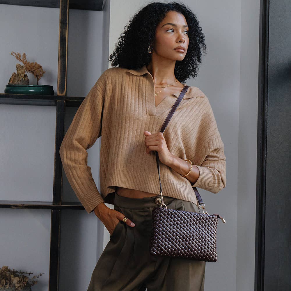 Daisy Espresso Recycled Vegan Crossbody Bag