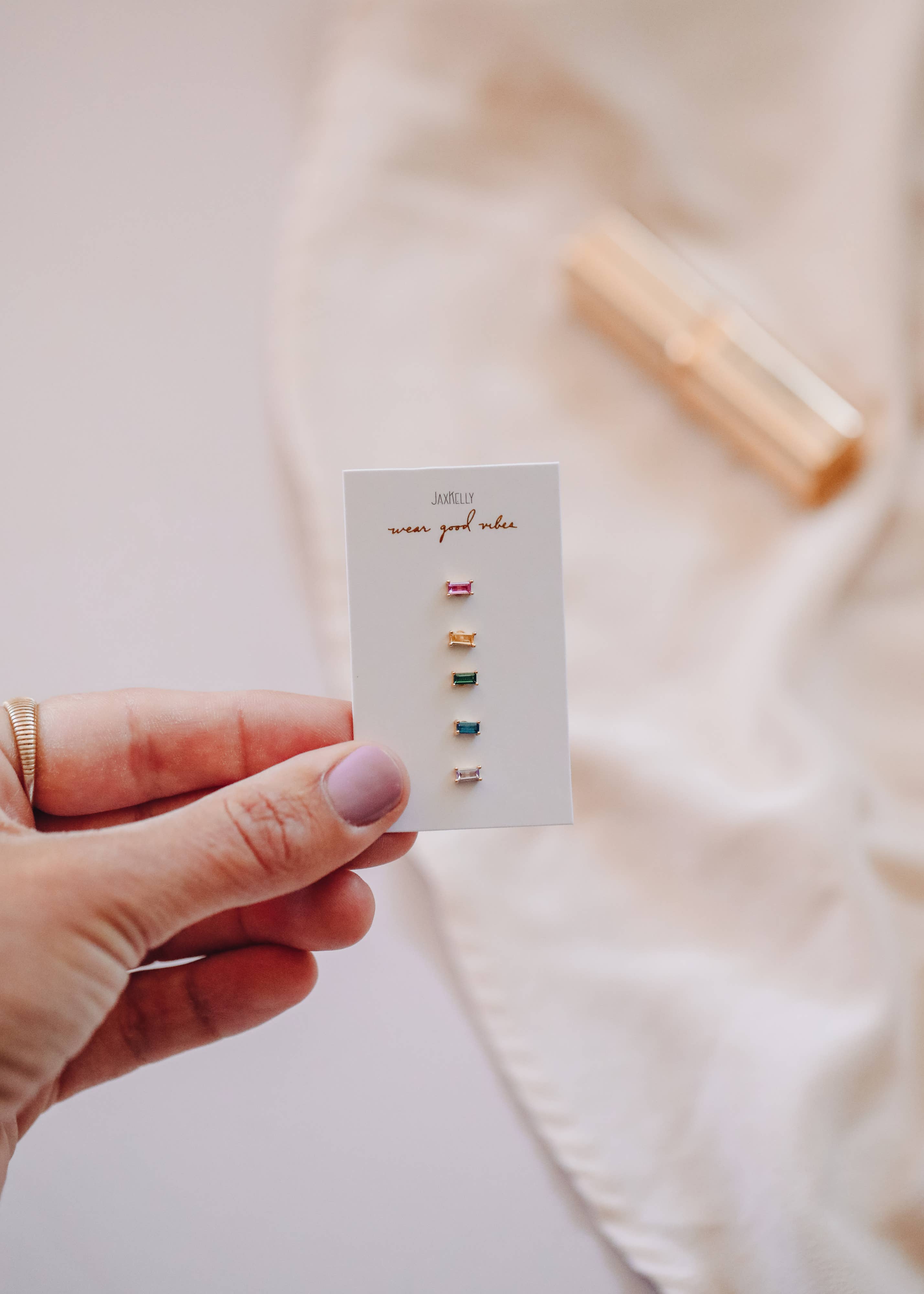 Rainbow Baguette Earrings