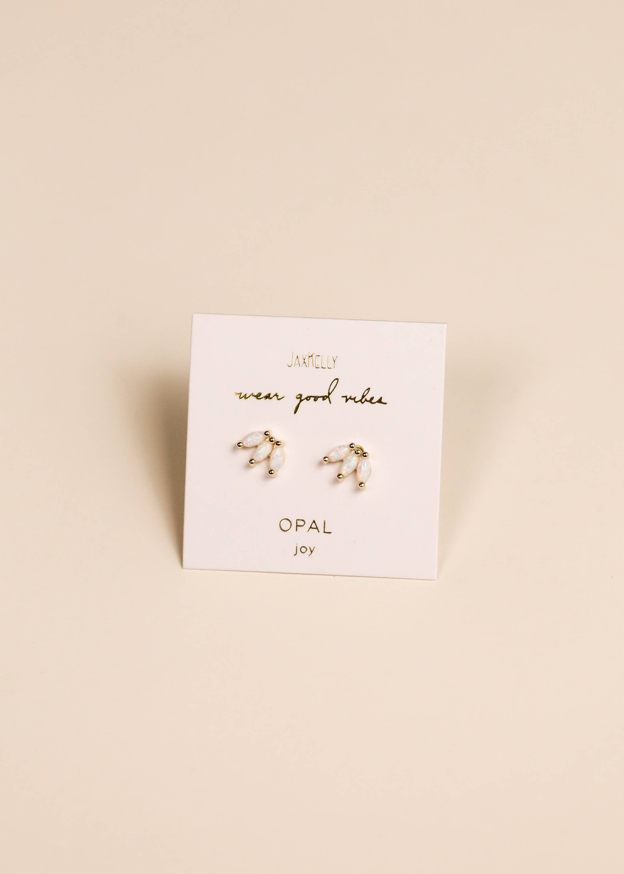 White Opal Crown Stud Earrings