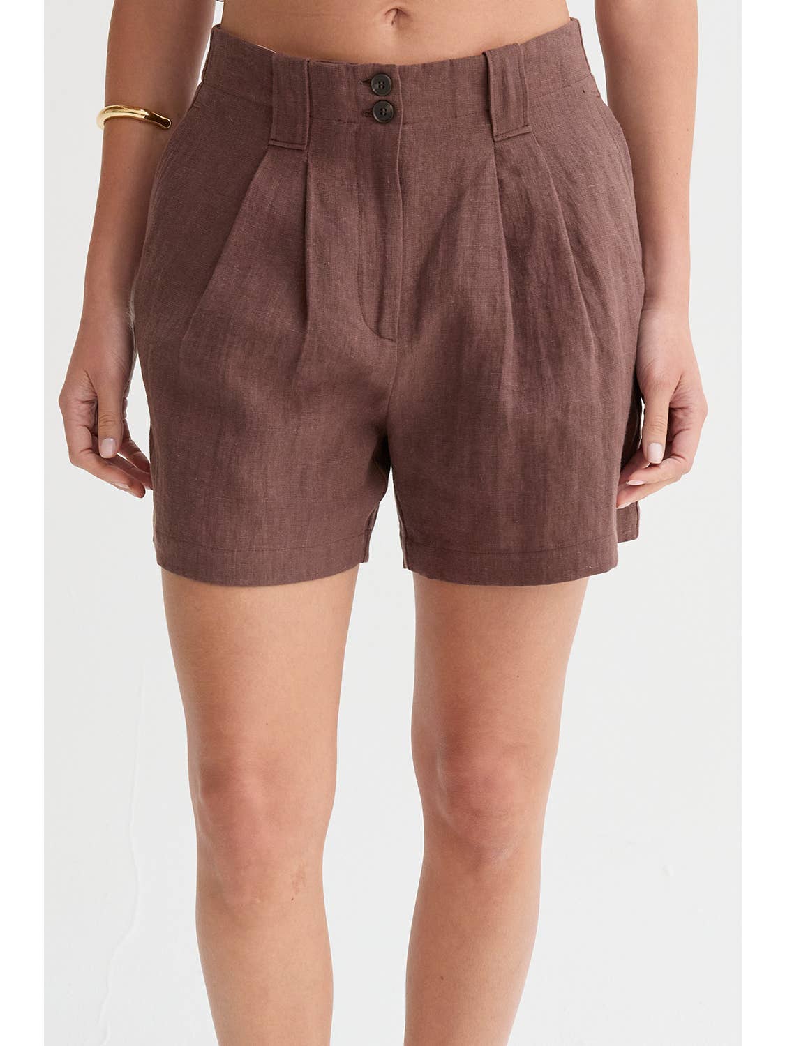 Madison Pleated Linen Shorts