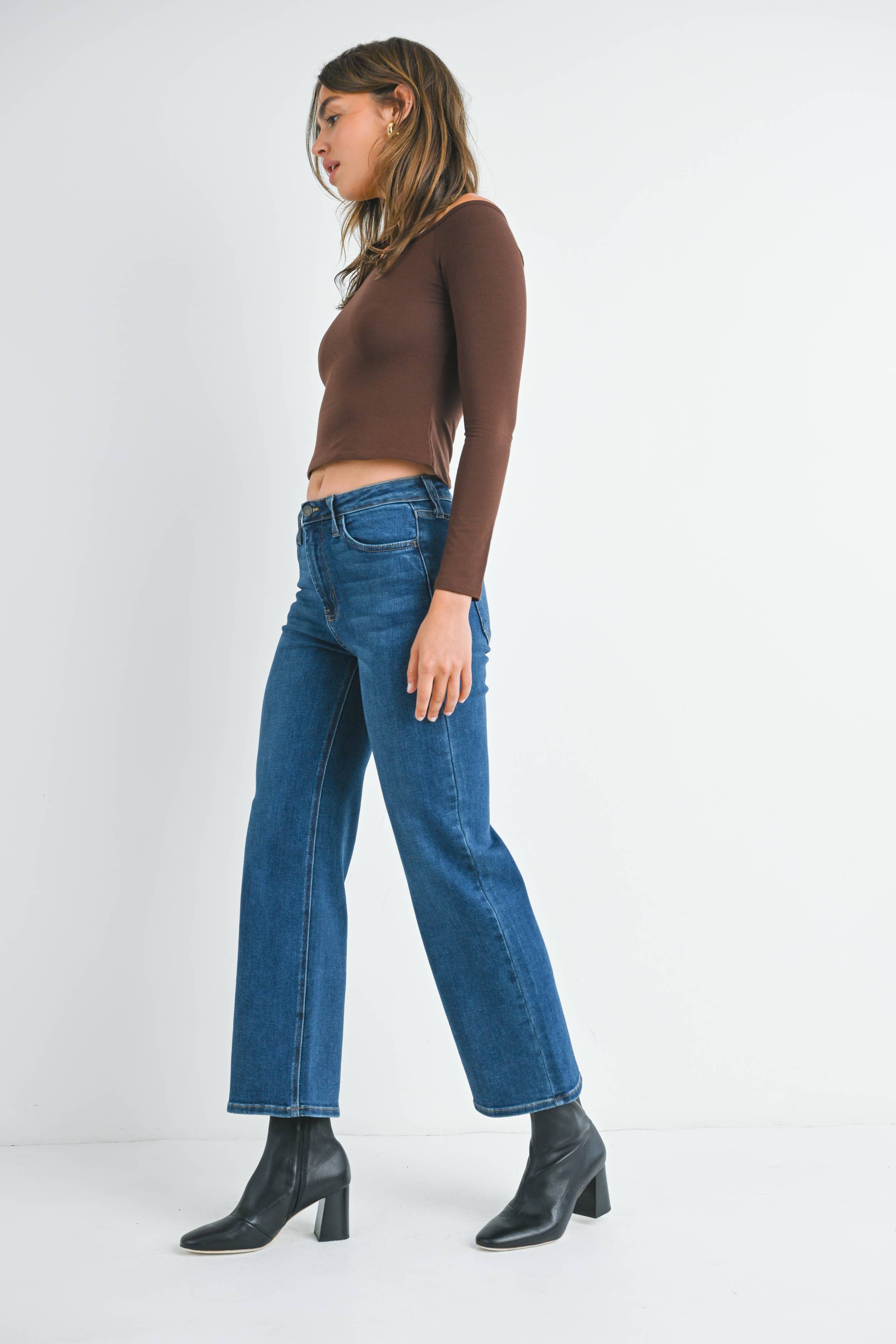 The Slim Wide Leg - Dark Denim