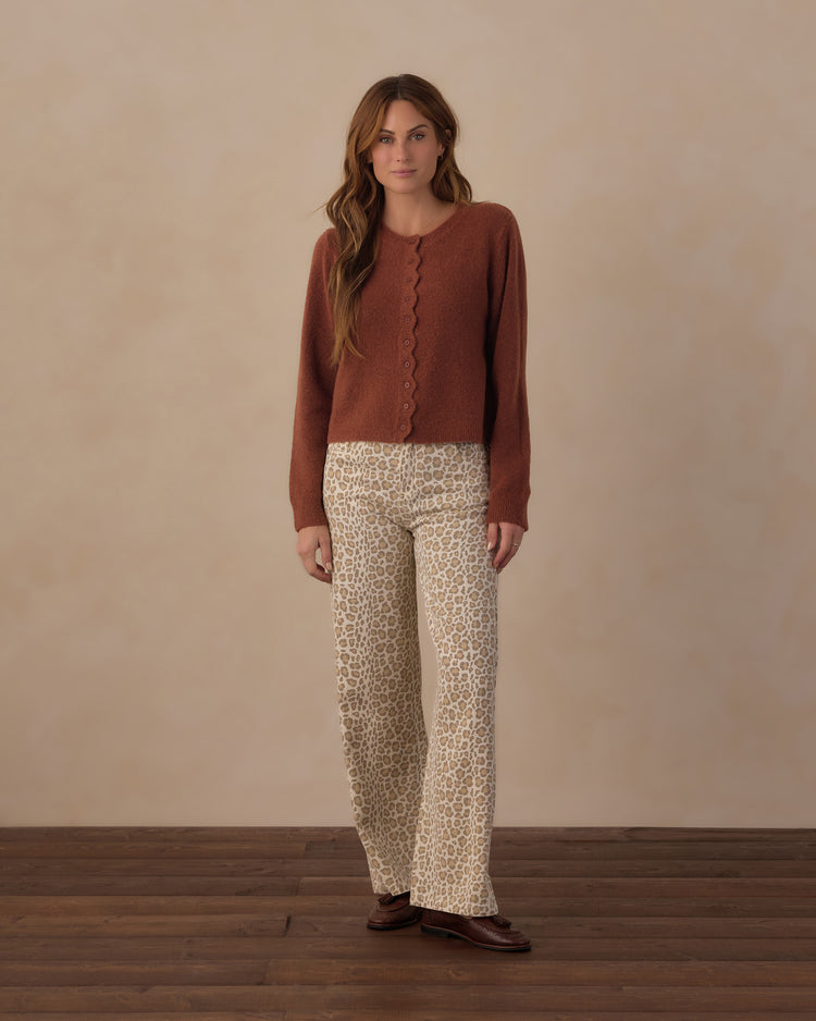 Scallop Cardigan - Brick