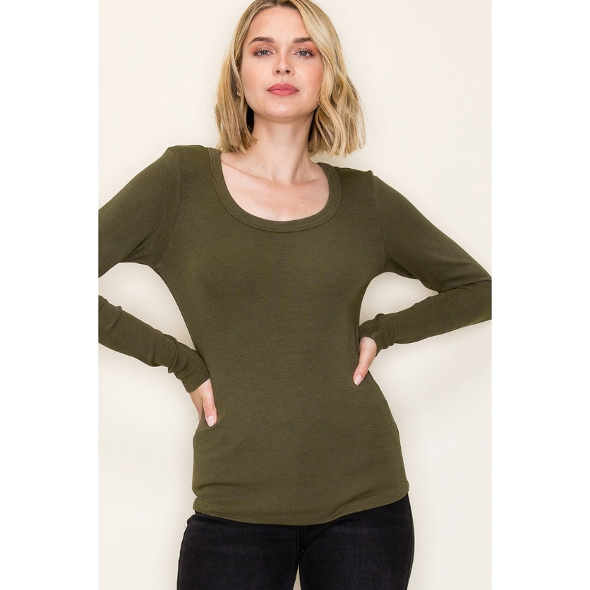 Best Basic Scoop Neck Top - Olive