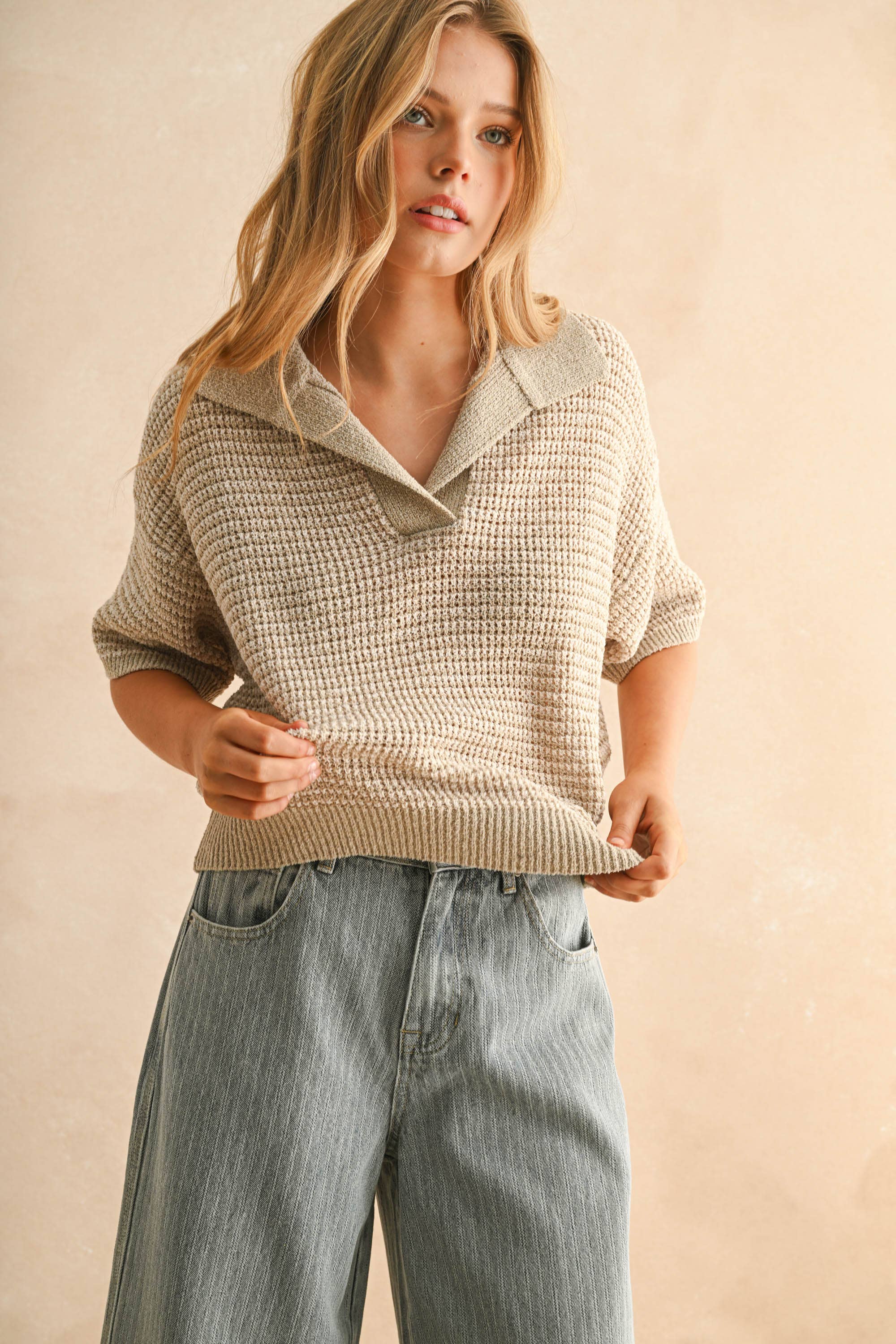 Monroe Knit Collared Top