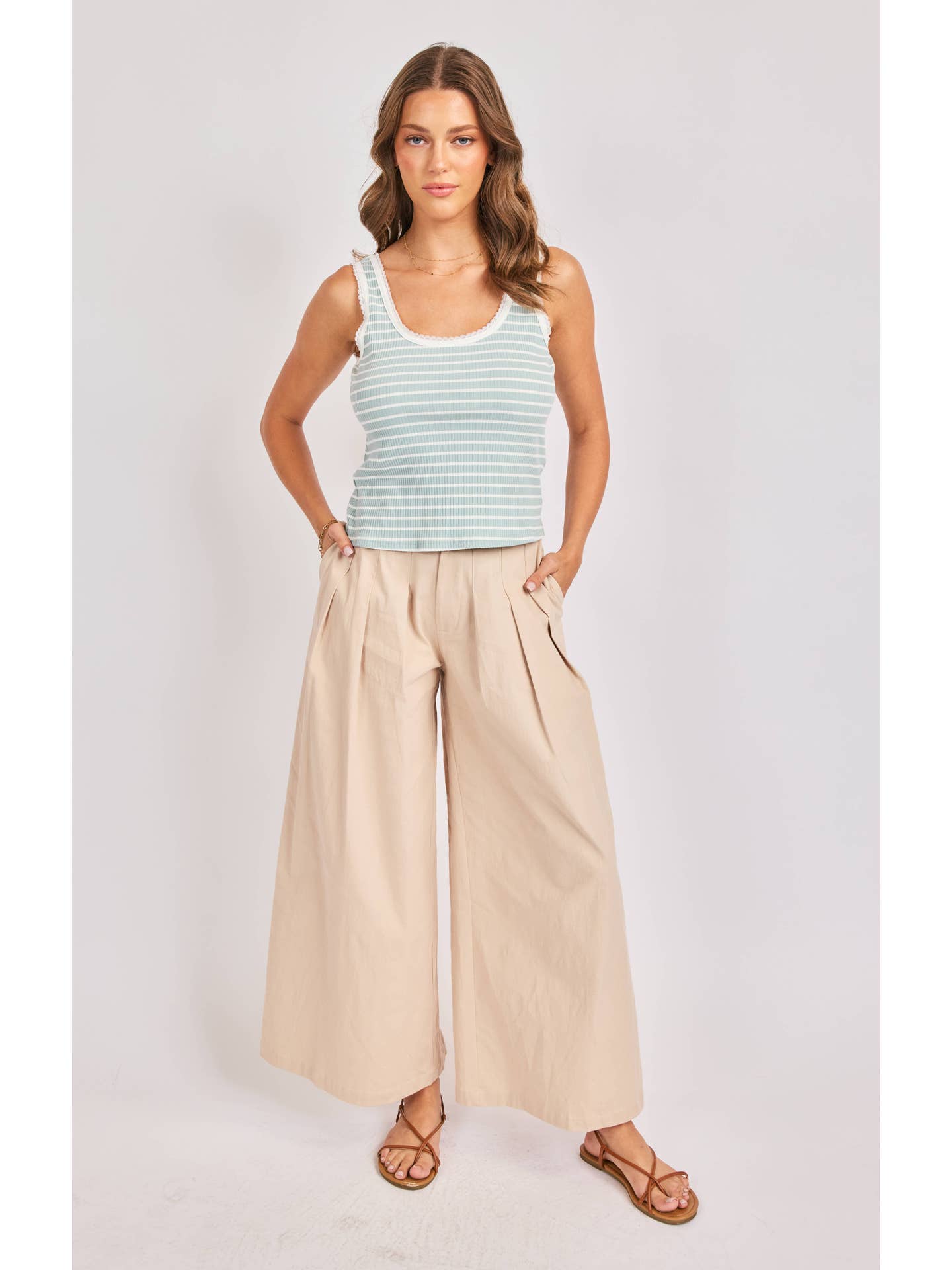 Dejavu Stripe Tank - Sage