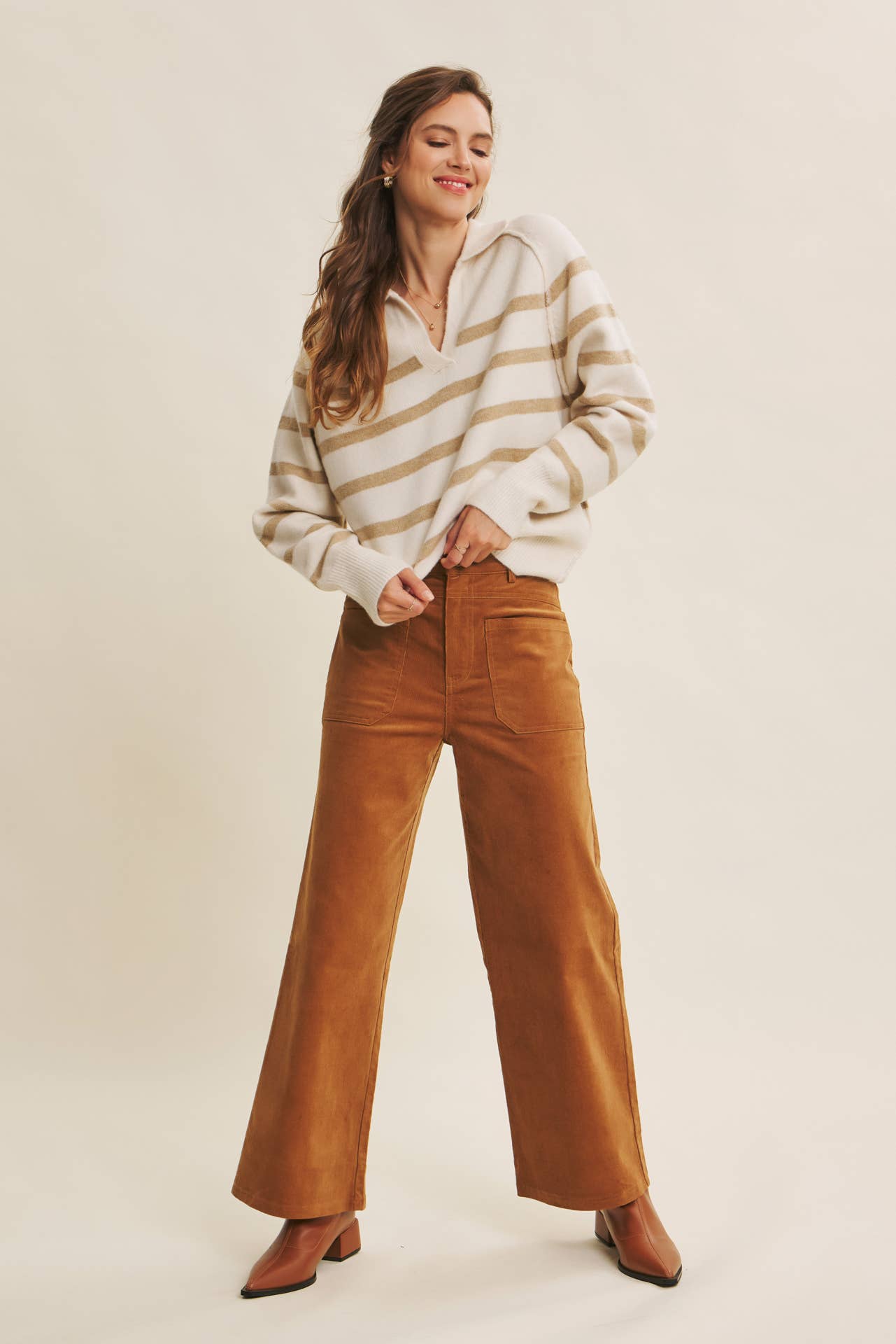 Ginger Spiced Corduroy Wide Leg Pants