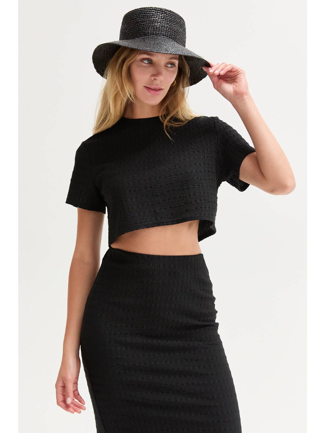 Jenna Textured Knit Two Piece Skirt Set