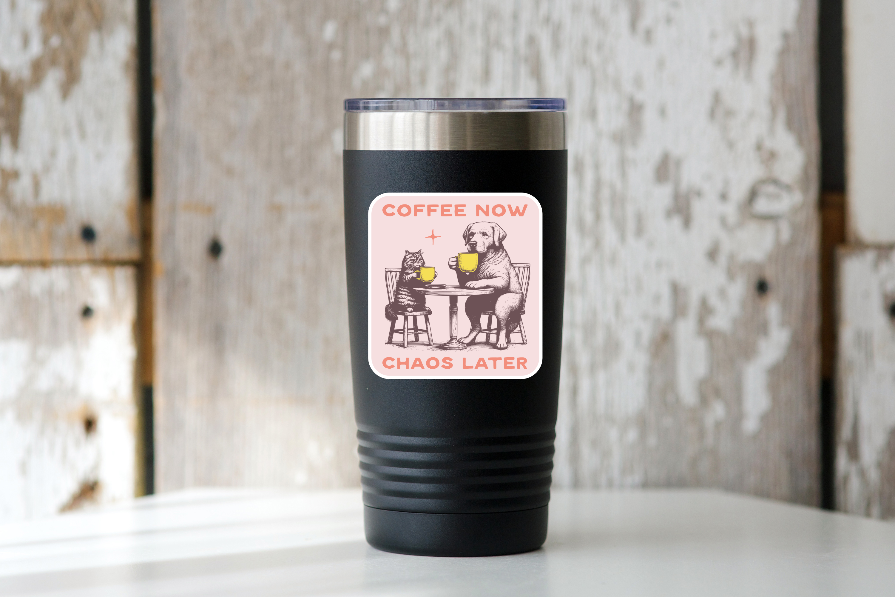 Coffee Now Chaos Later Sticker
