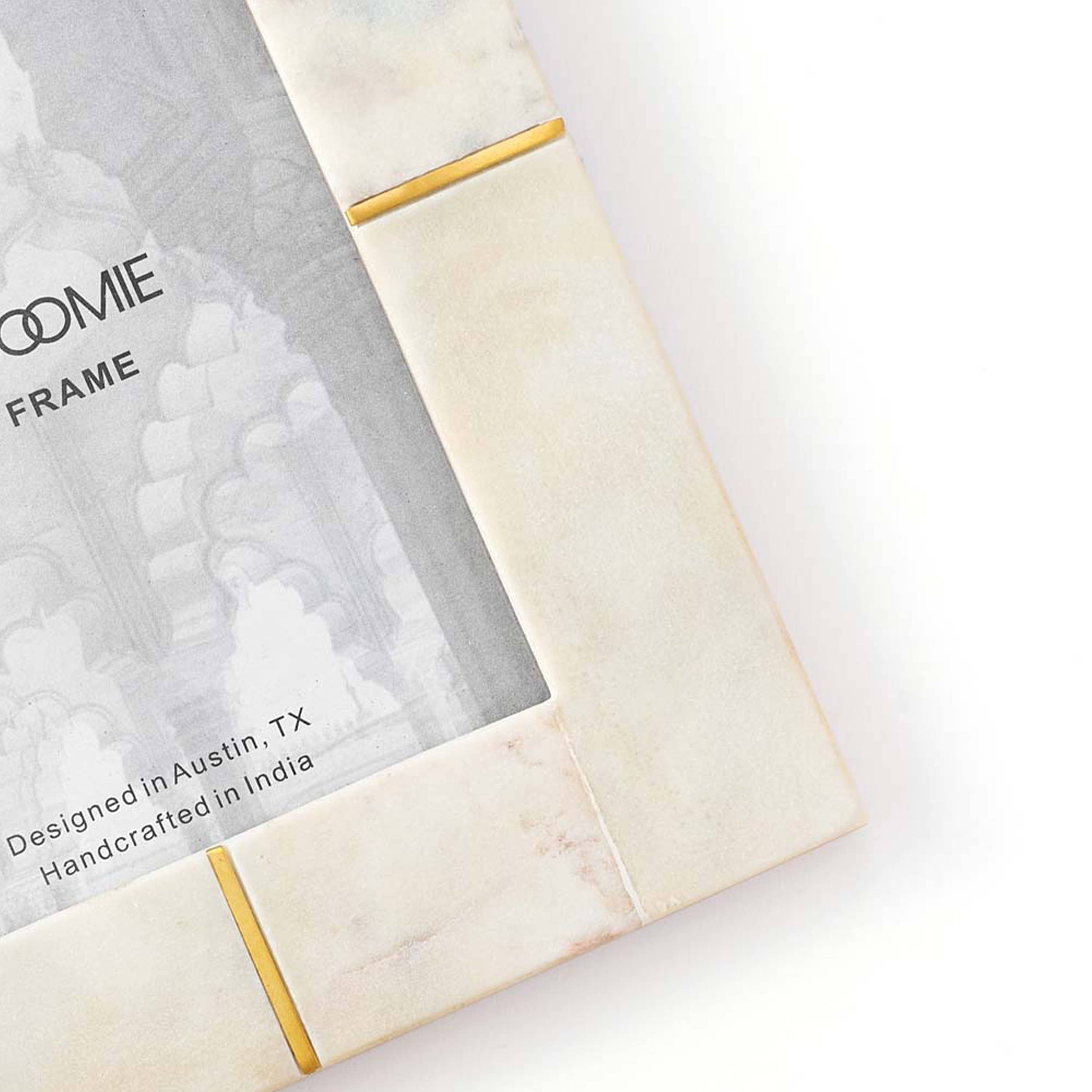 Sammita Brass White Marble Picture Frame - 5x7