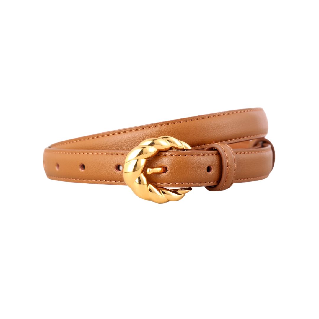 Gold Coil Belt - Saddle