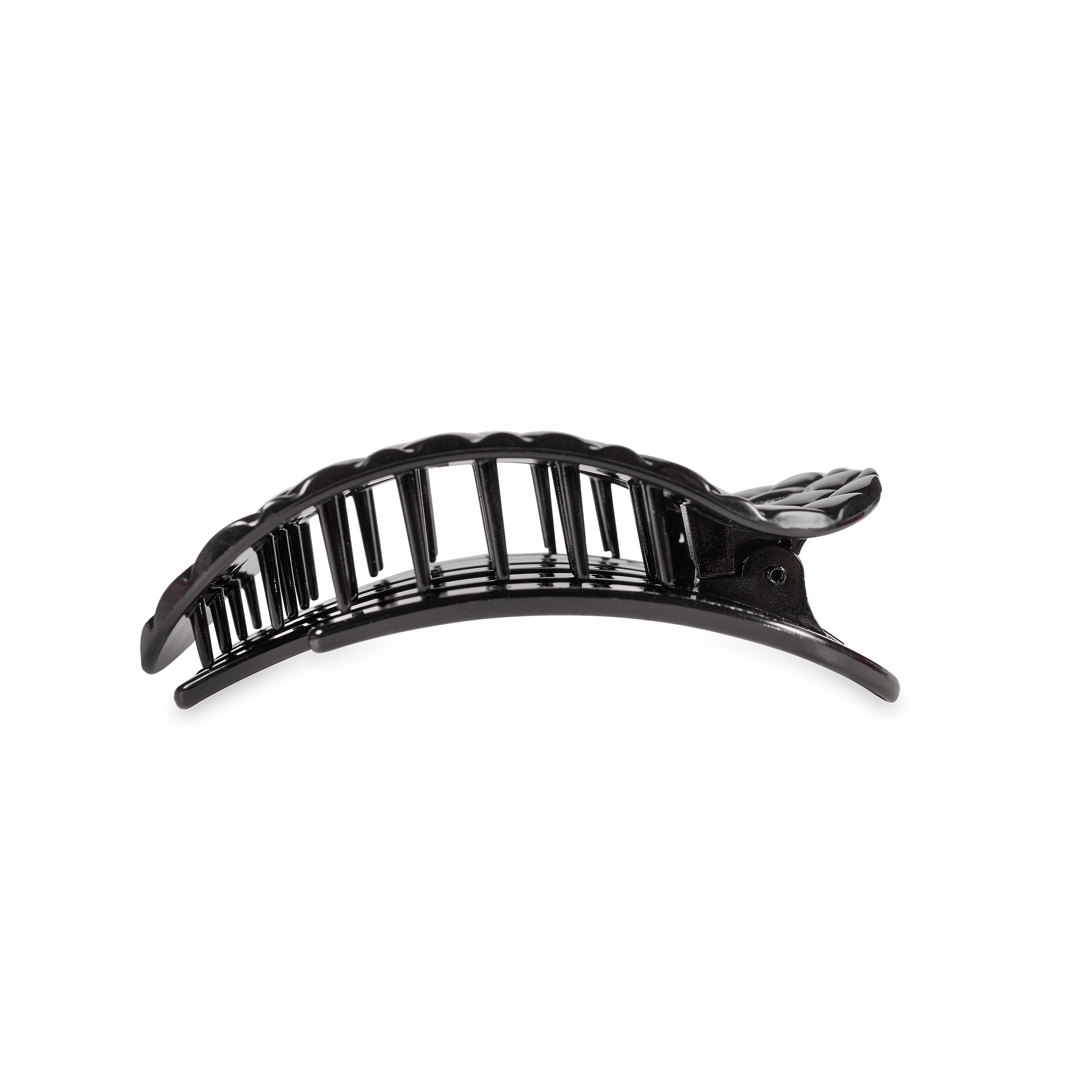 Quilted Jet Black Flat Round Hair Clip