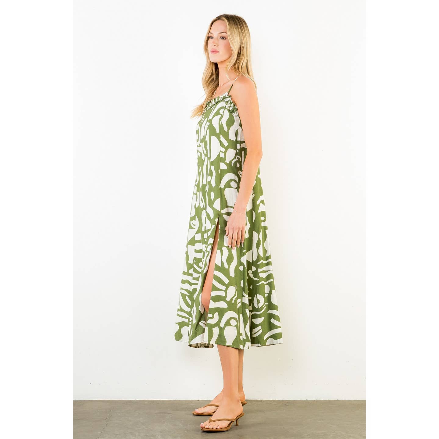Olive You Printed Midi Dress