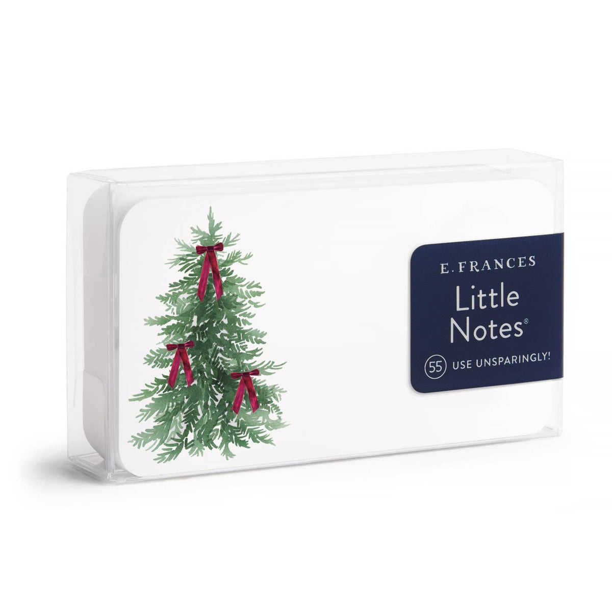 Festive note cards with green tree wreath and red bow on white card set