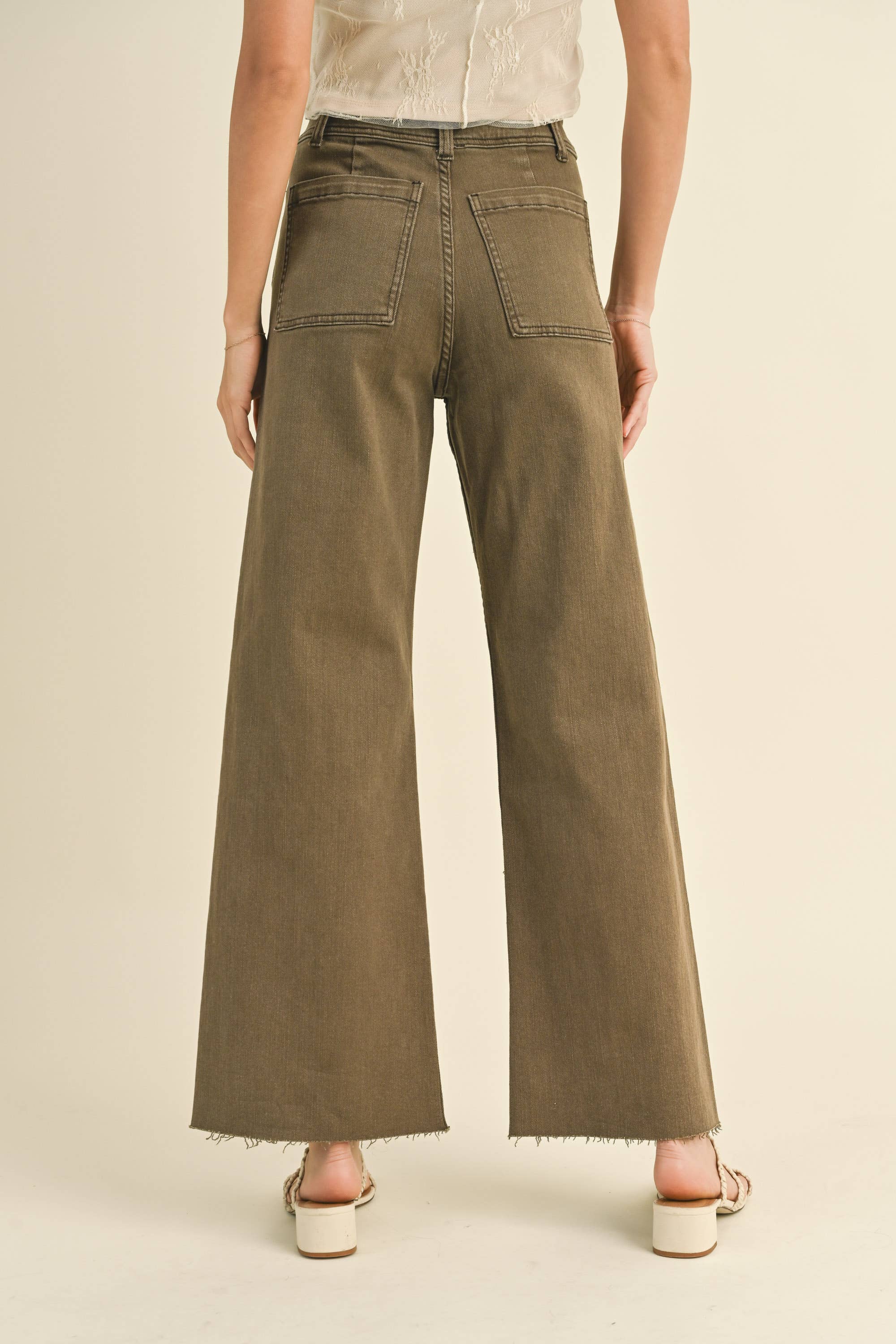 The Right Fit Wide Leg Pant - Washed Brown