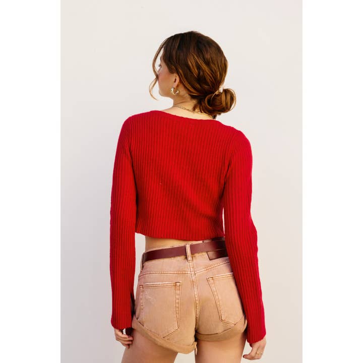 Fall For Me Sweater - Cherry