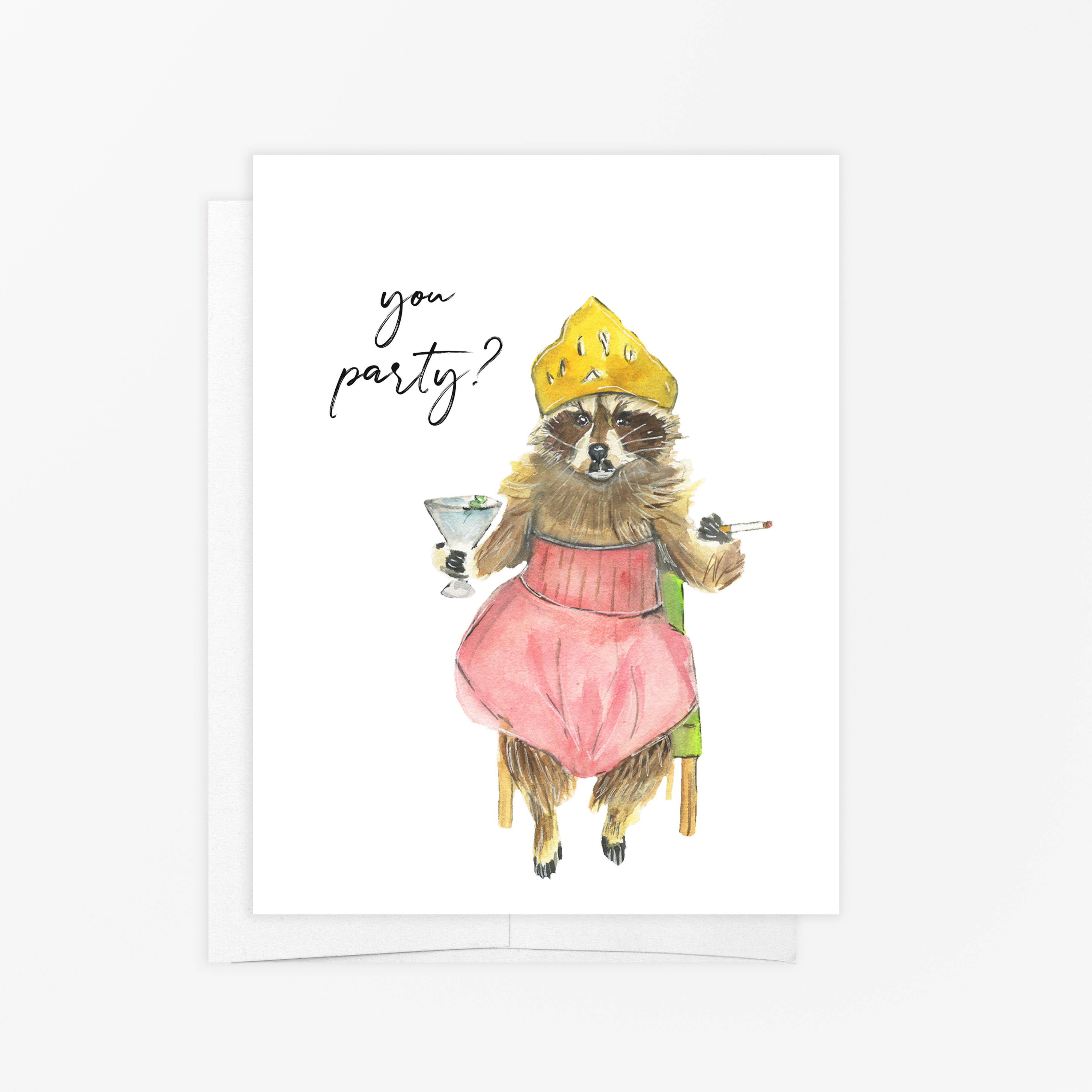 You Party? Raccoon Greeting Card