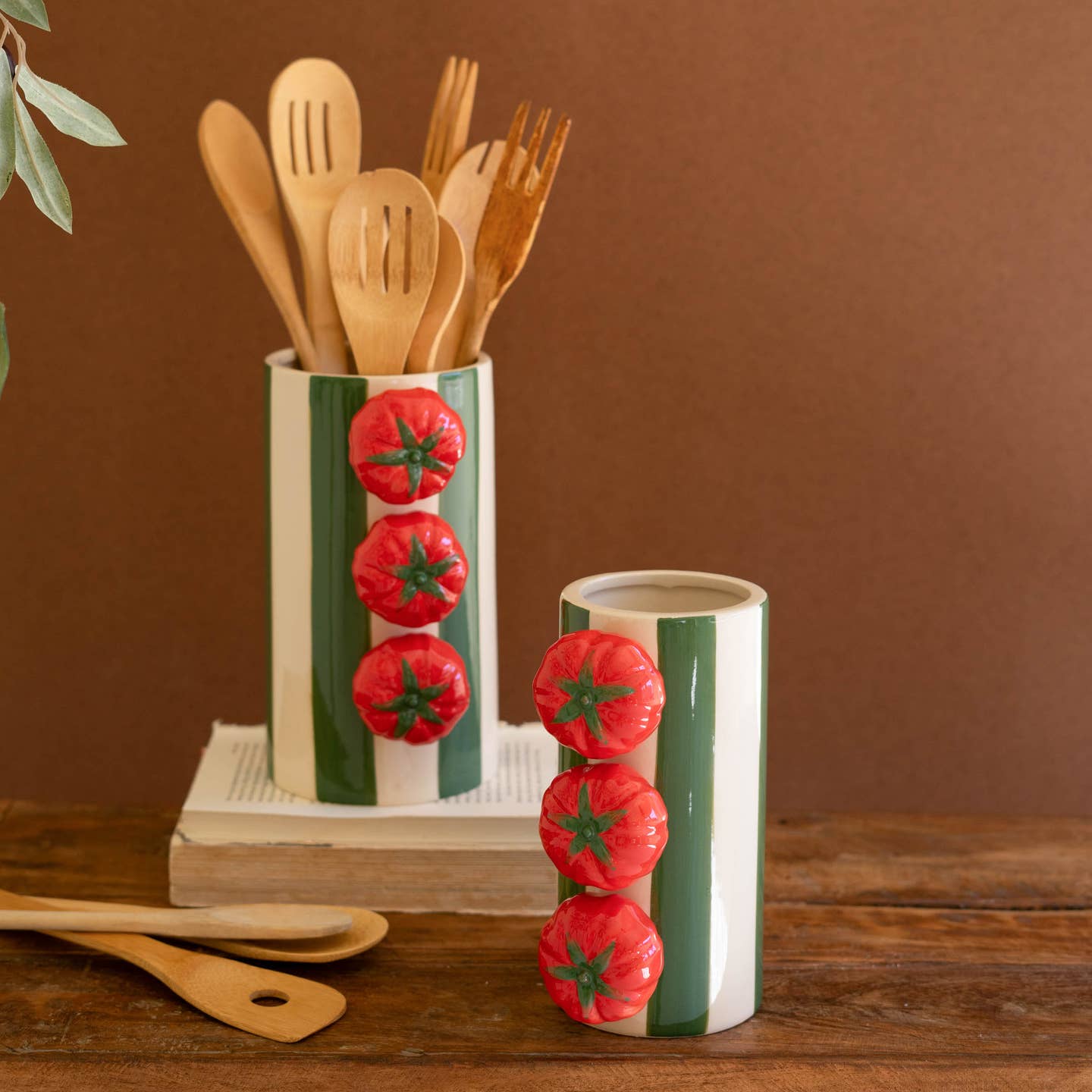 Tomatoes Green Striped Vase