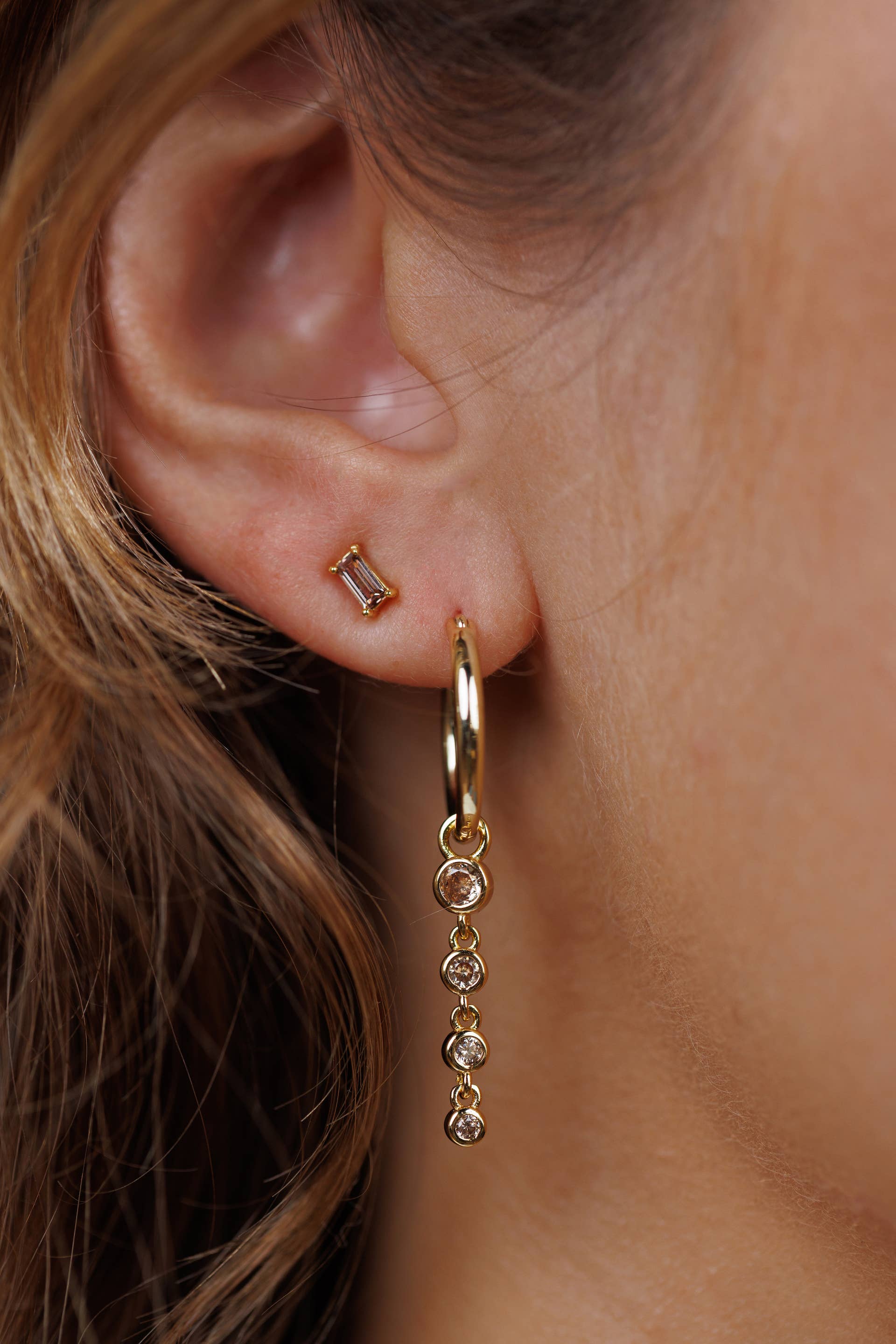 Coffee Baguette Gold Earrings