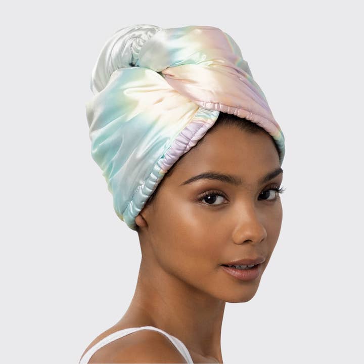 Satin Wrapped Microfiber Hair Towel