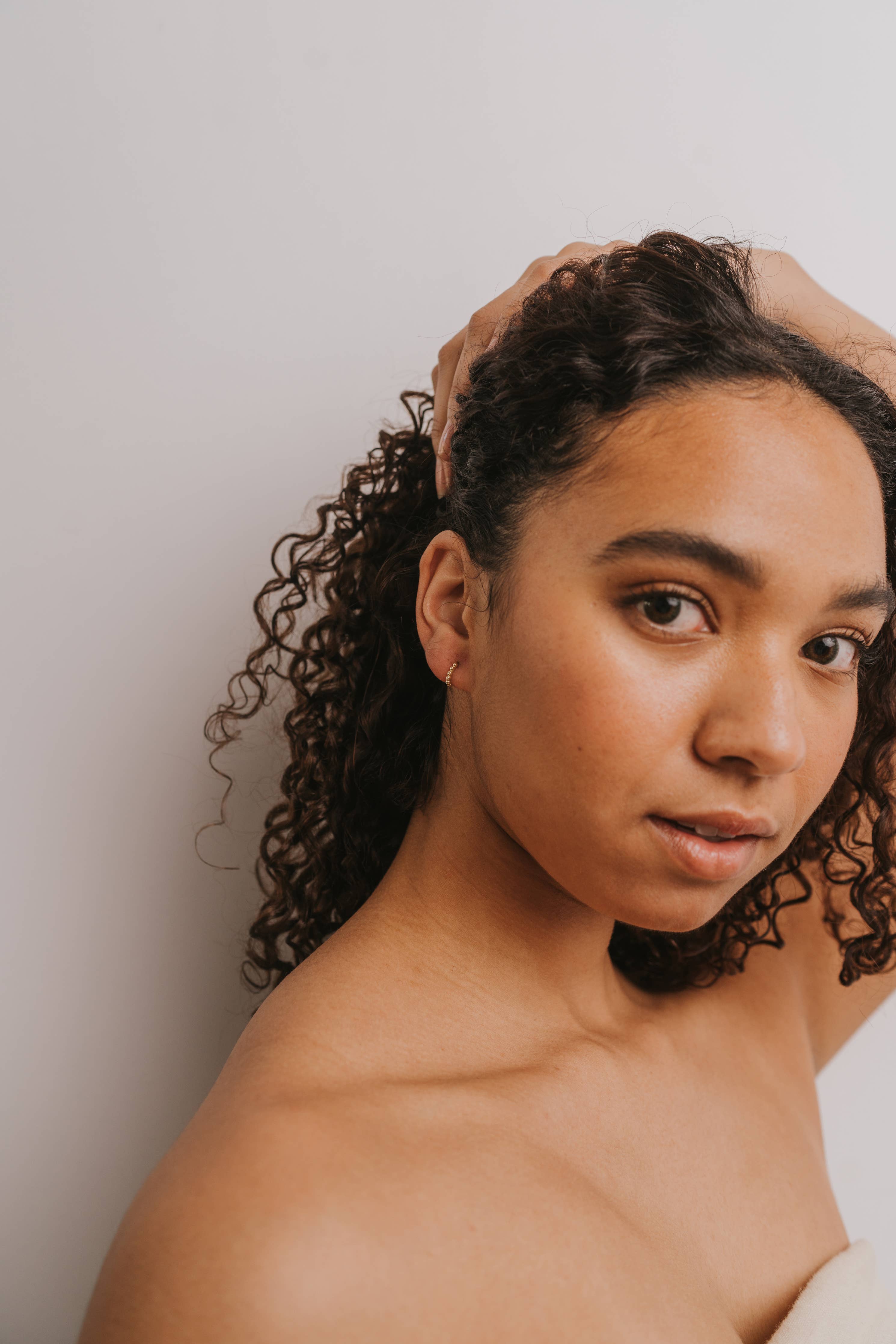 Small Ball Hoop Gold Earrings