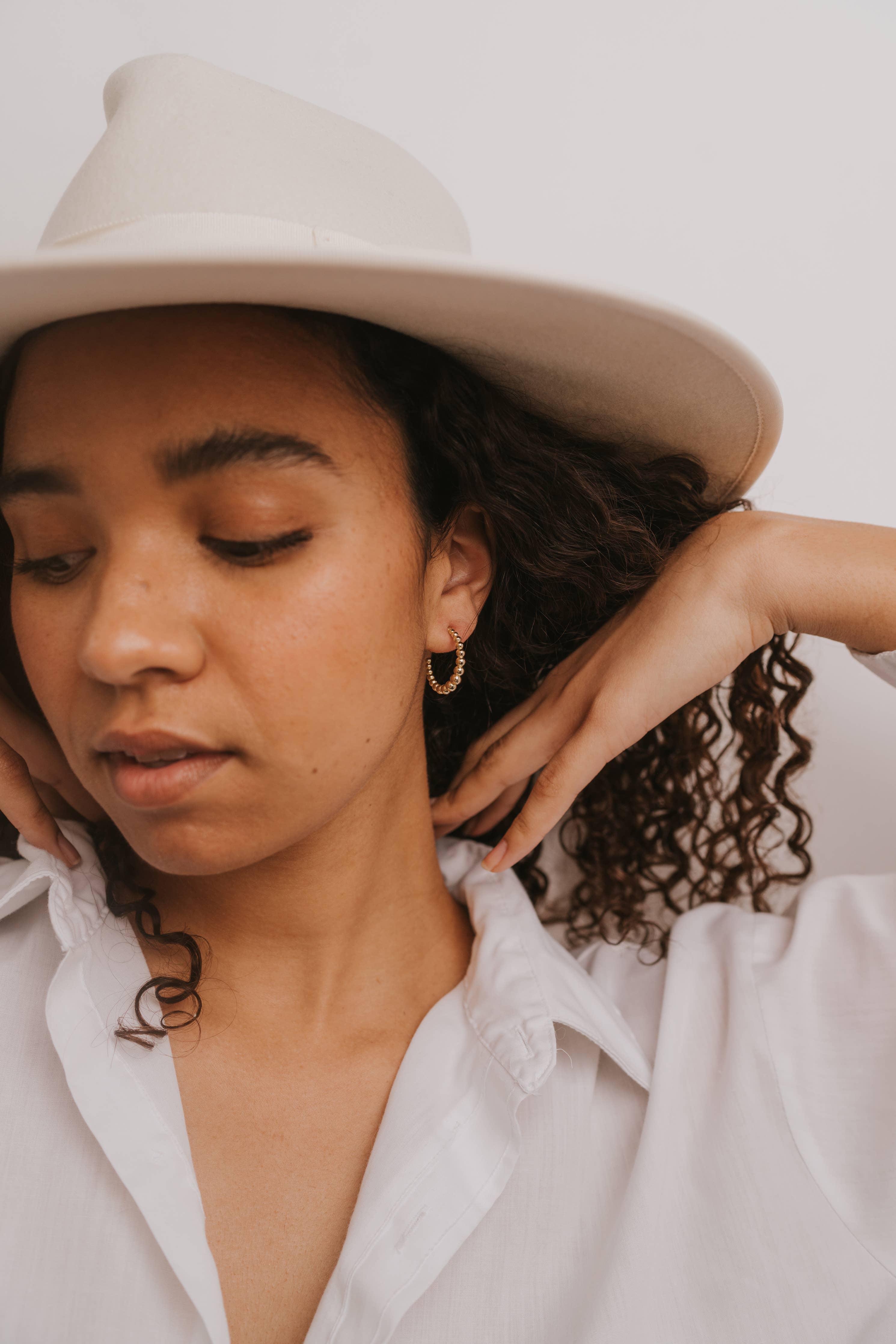Large Ball Hoop Gold Earrings