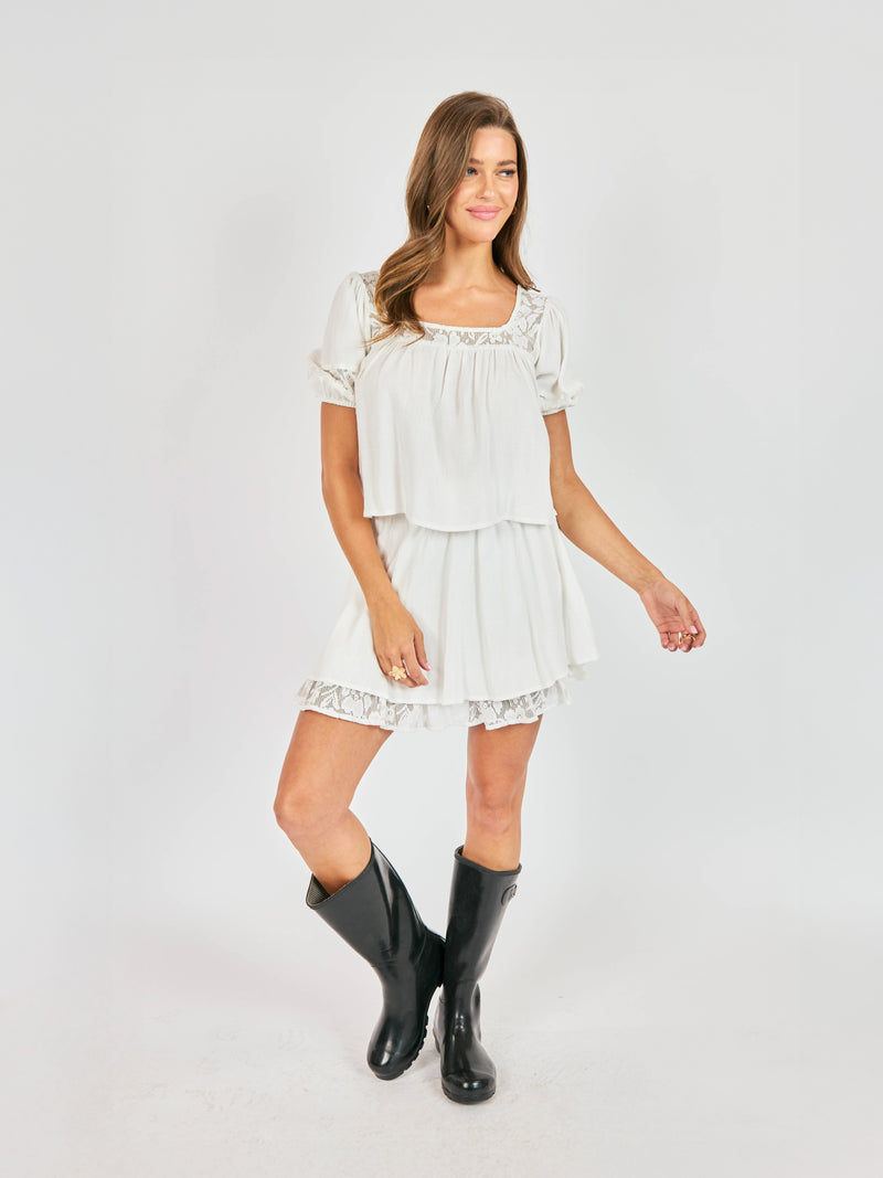 Misty Layered Lace Mini Skirt