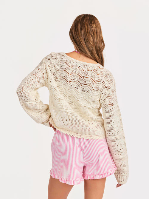 Sunny Open Crochet Pullover