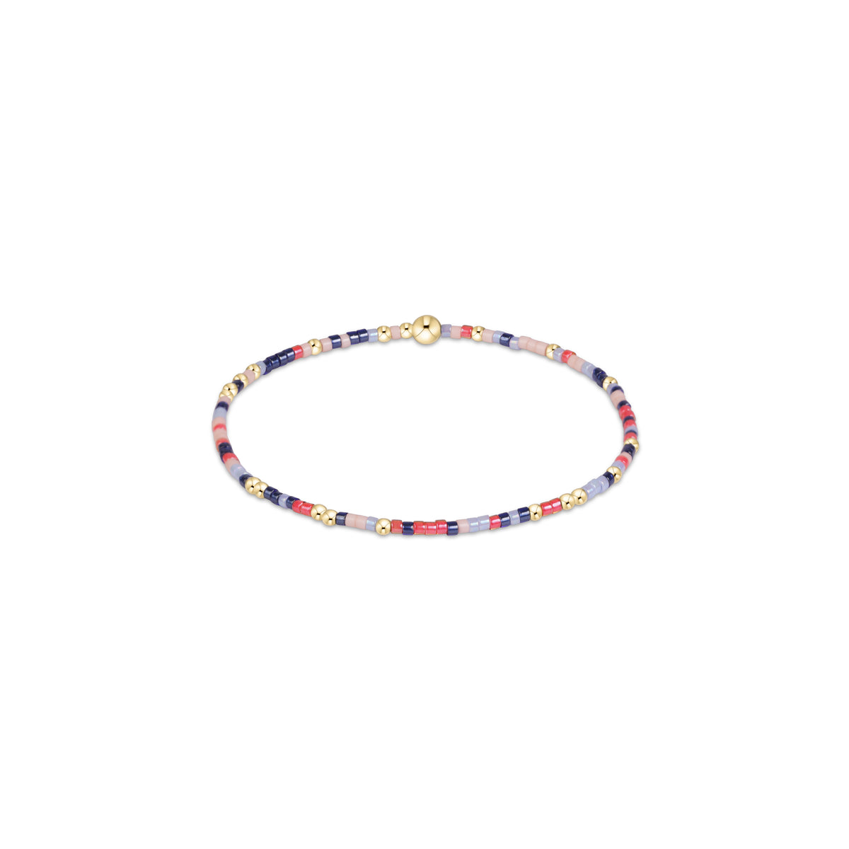 Multicolor seed-bead bracelet with gold clasp and small spacers