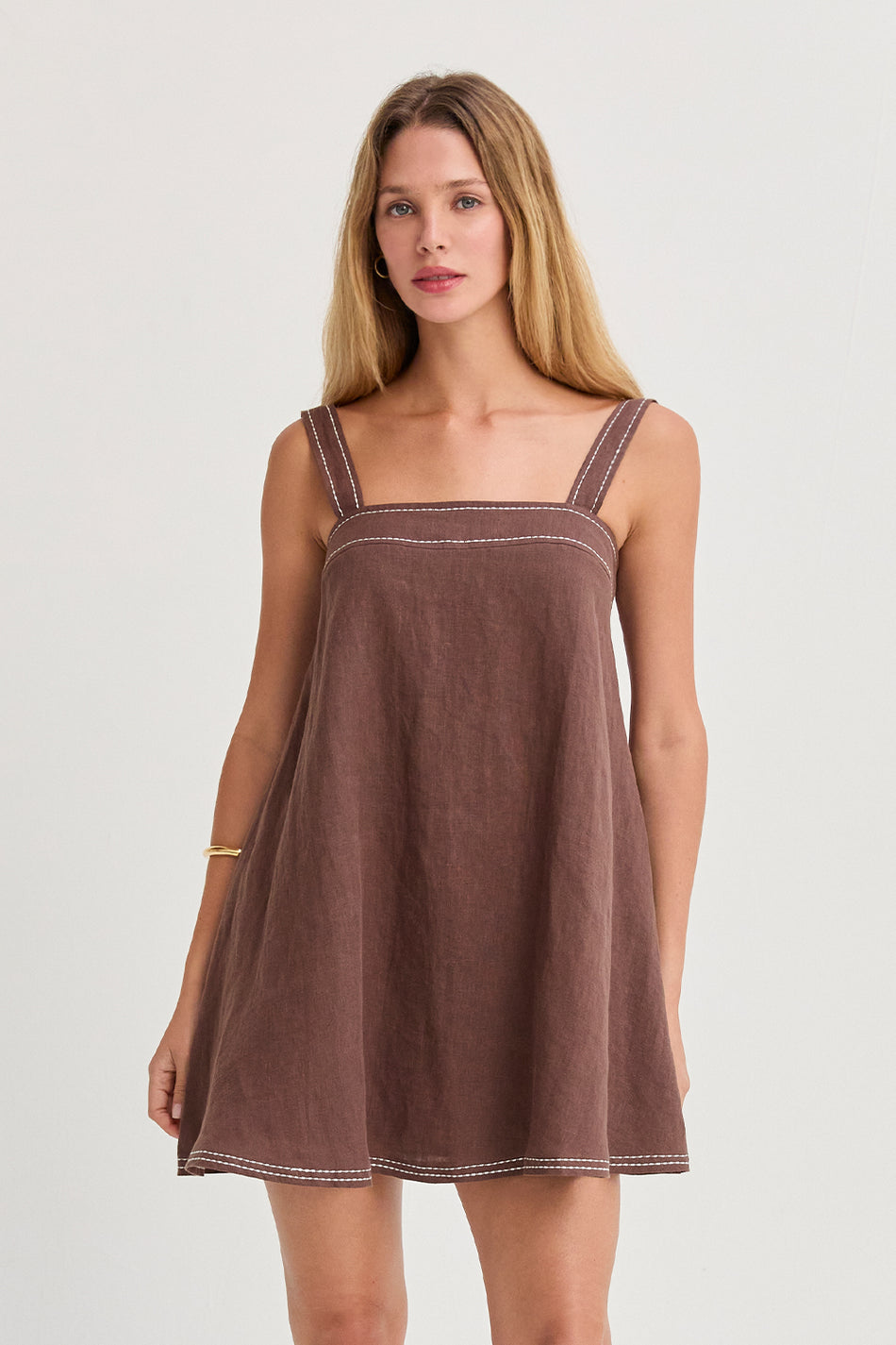 Jael Contrast Stitch Mini Dress