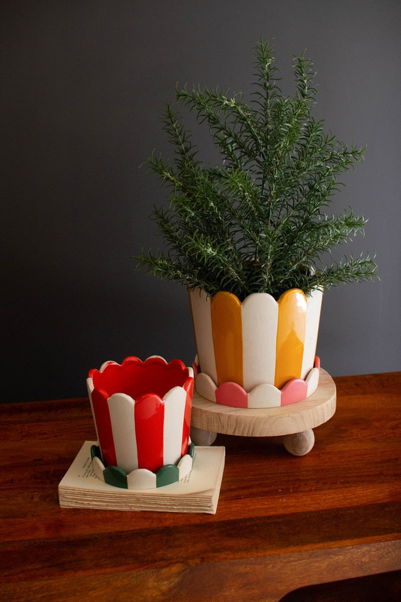 Striped Ceramic Planter