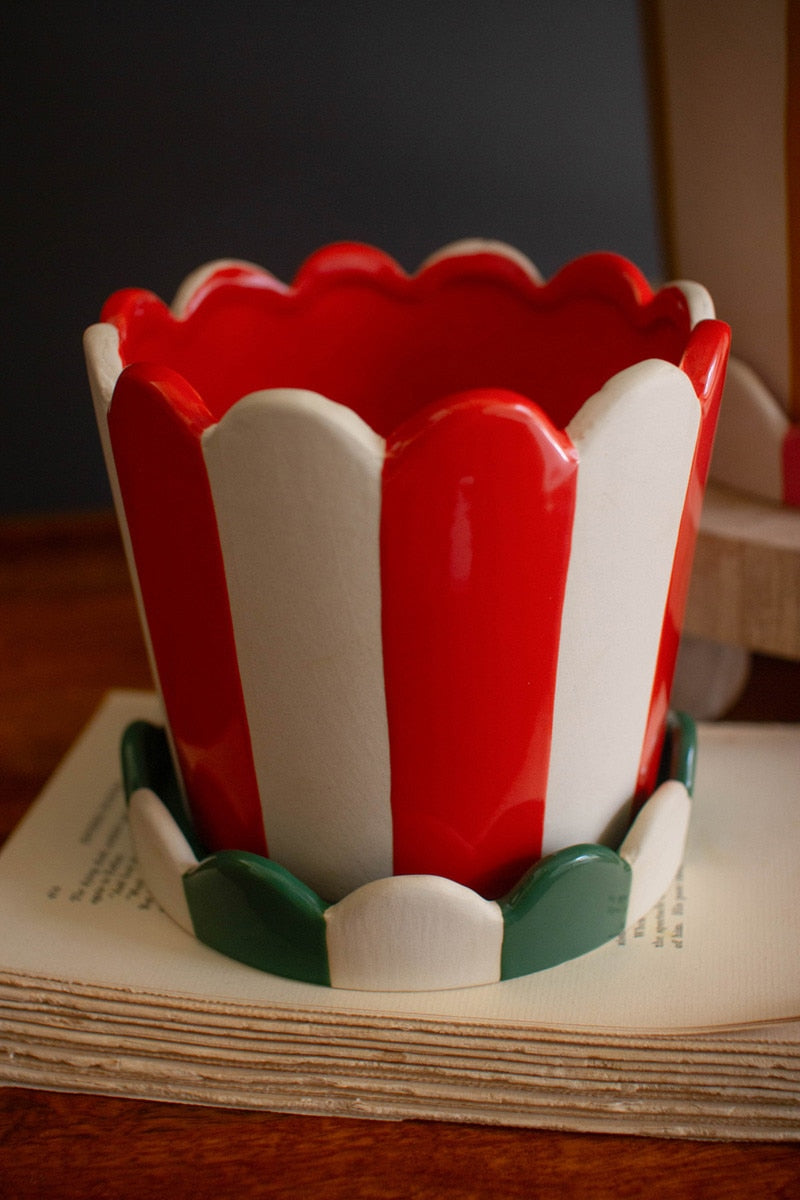 Striped Ceramic Planter