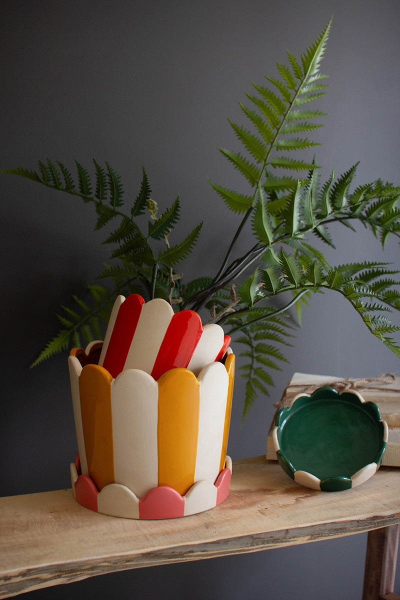 Striped Ceramic Planter