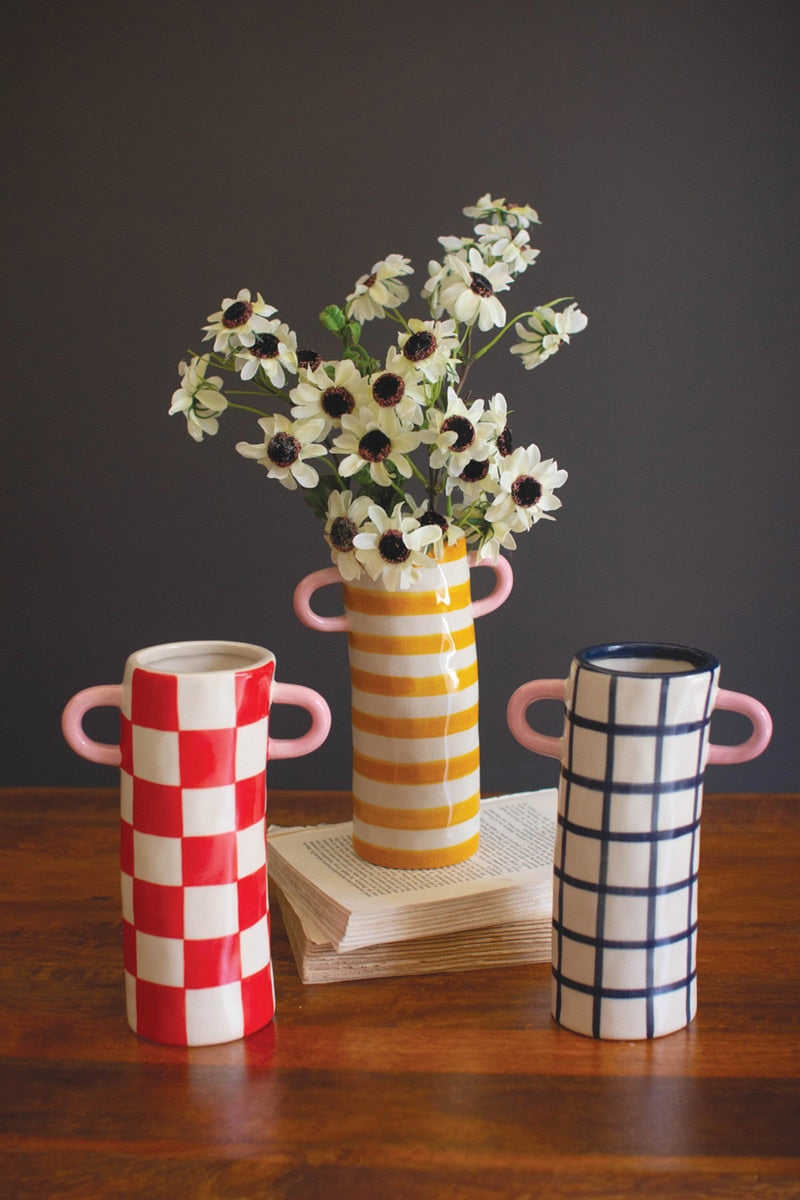 Patterned Double Handle Vase