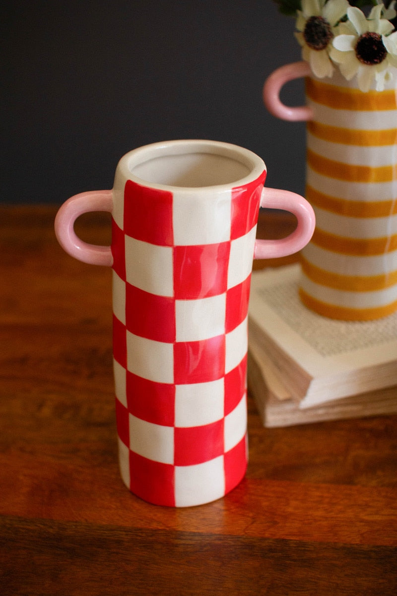 Patterned Double Handle Vase
