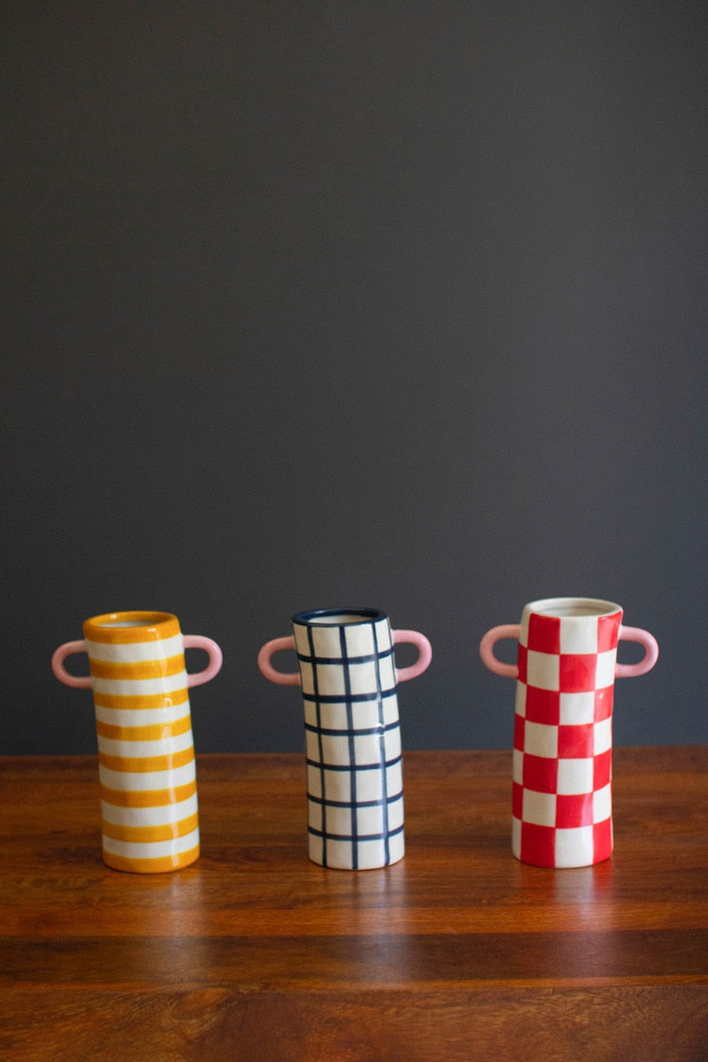 Patterned Double Handle Vase