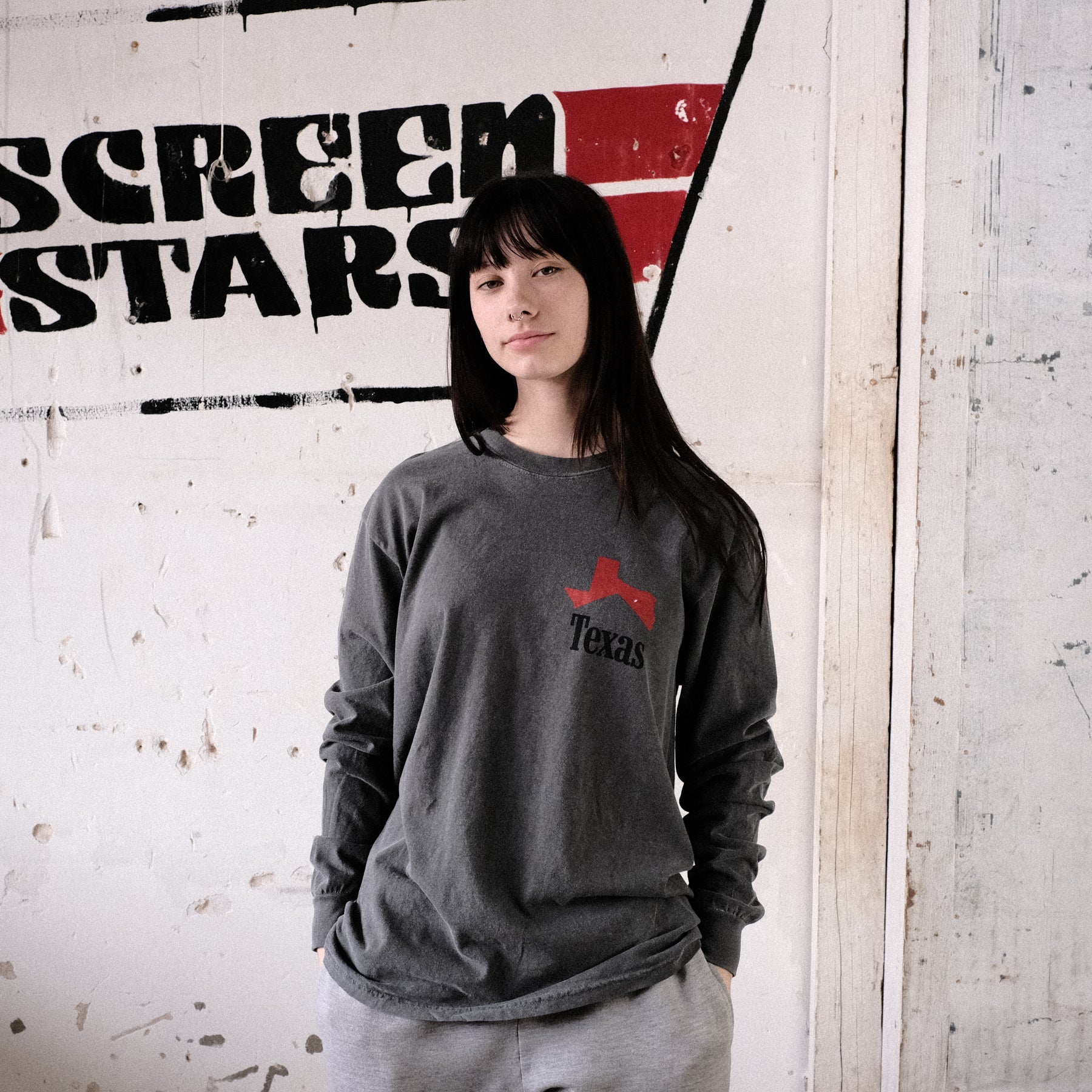 Texas Cowboy Icon Long Sleeve Tee - Dark Grey