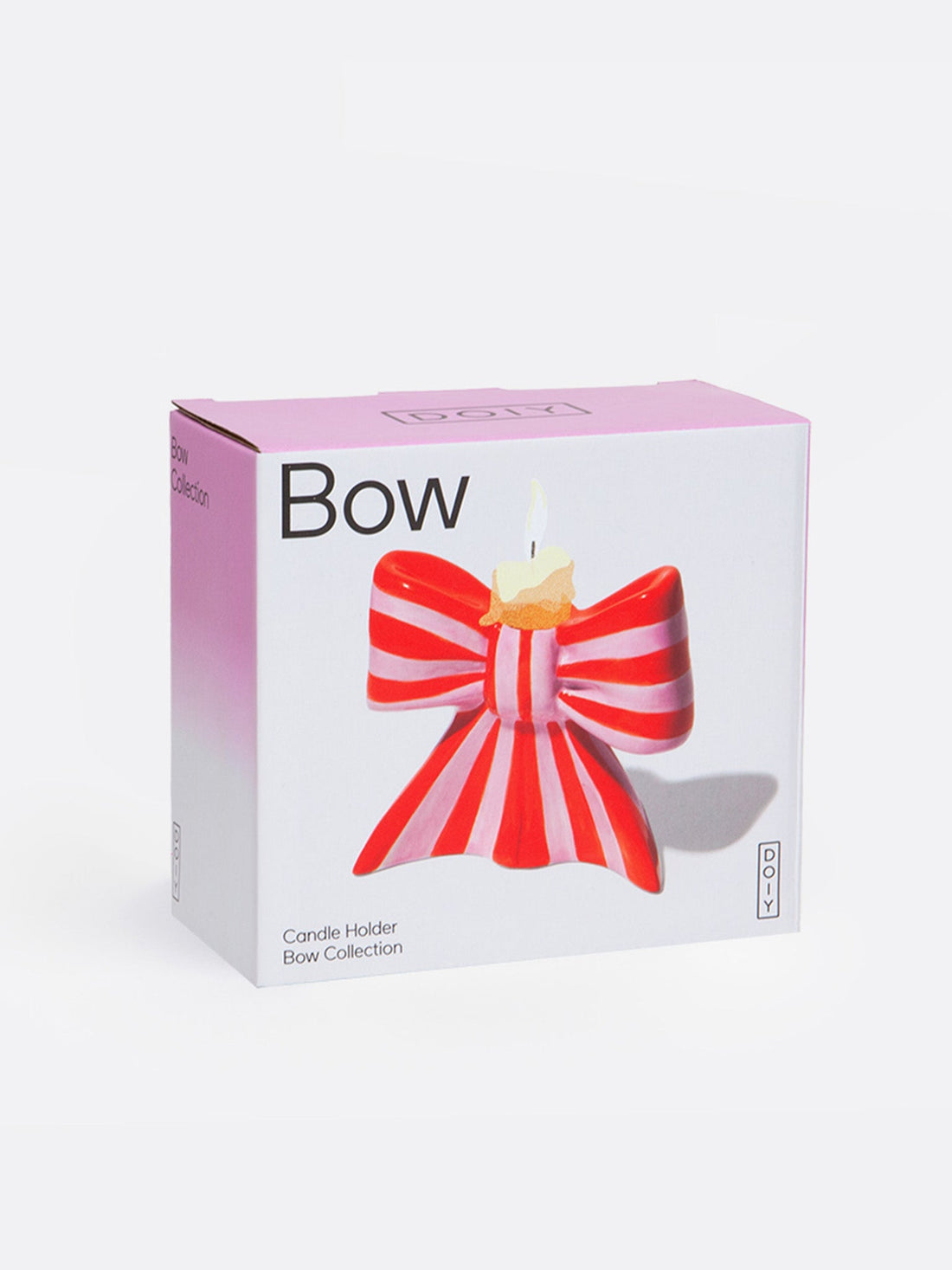 Striped Bow Large Candle Holder