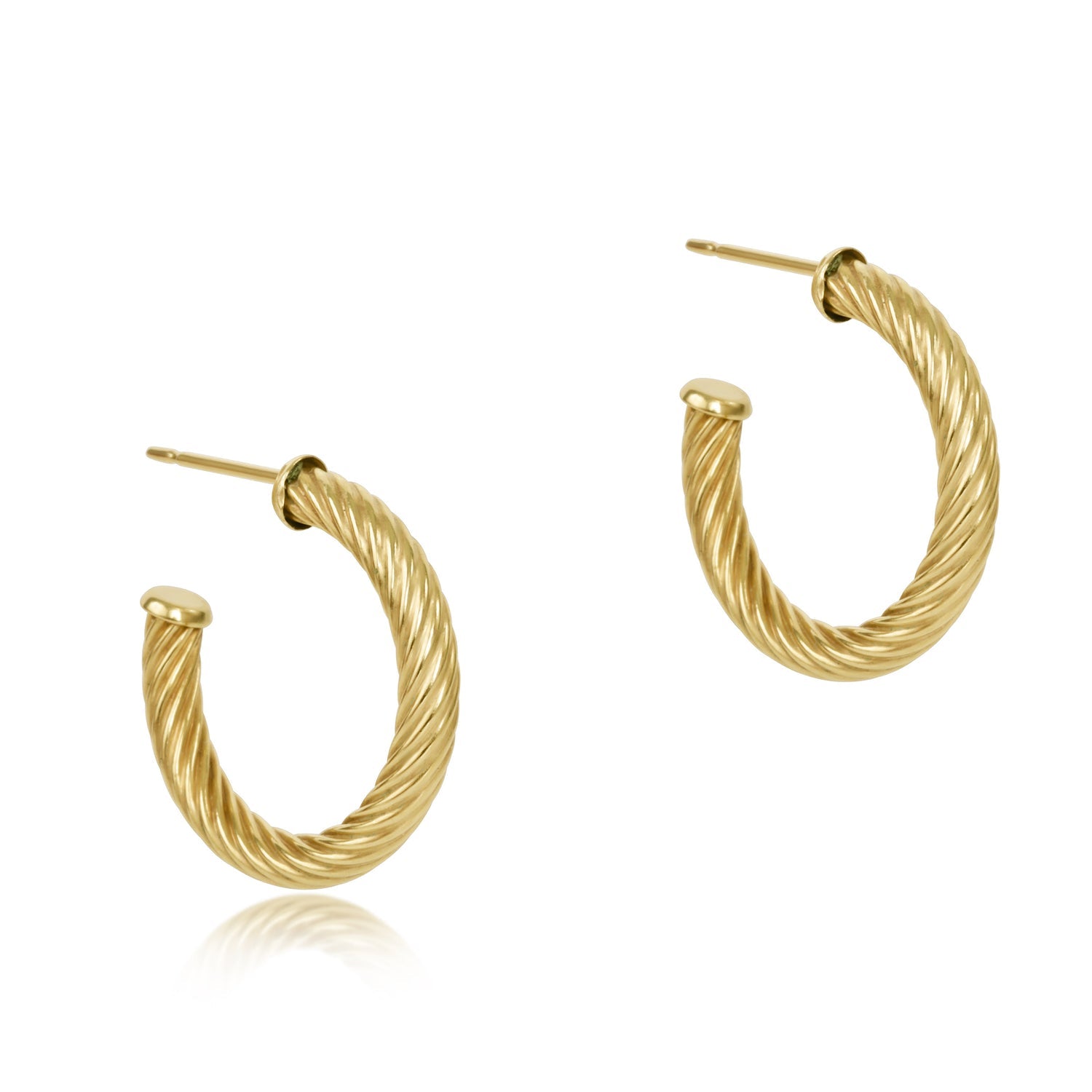Round Textured Twist 4mm Gold Hoops