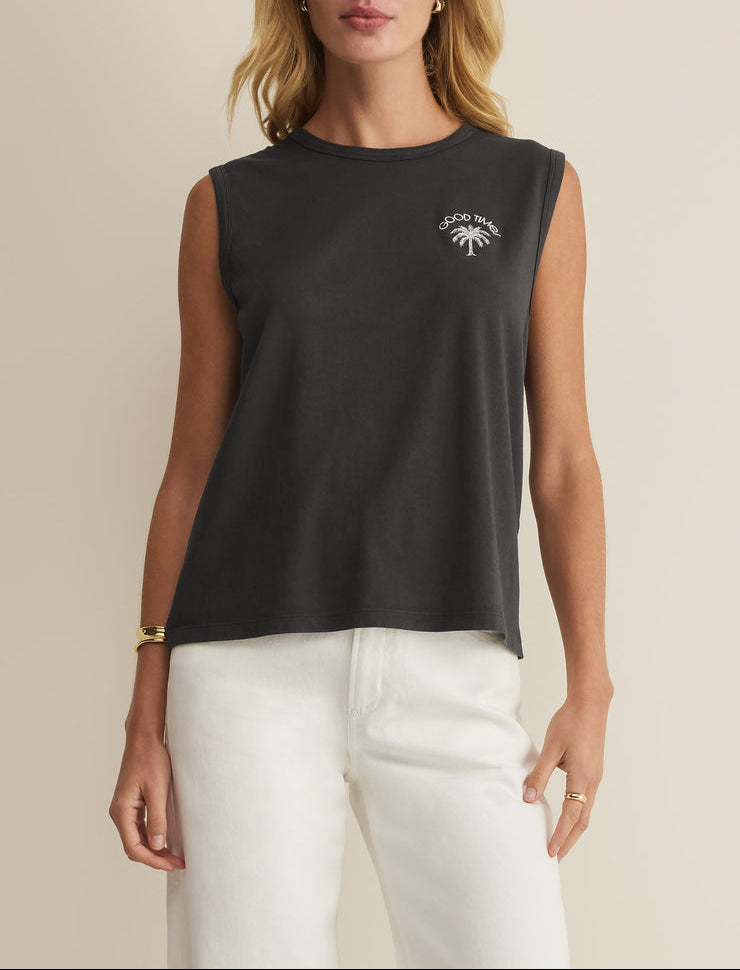 Good Times Muscle Tank - Black Sand
