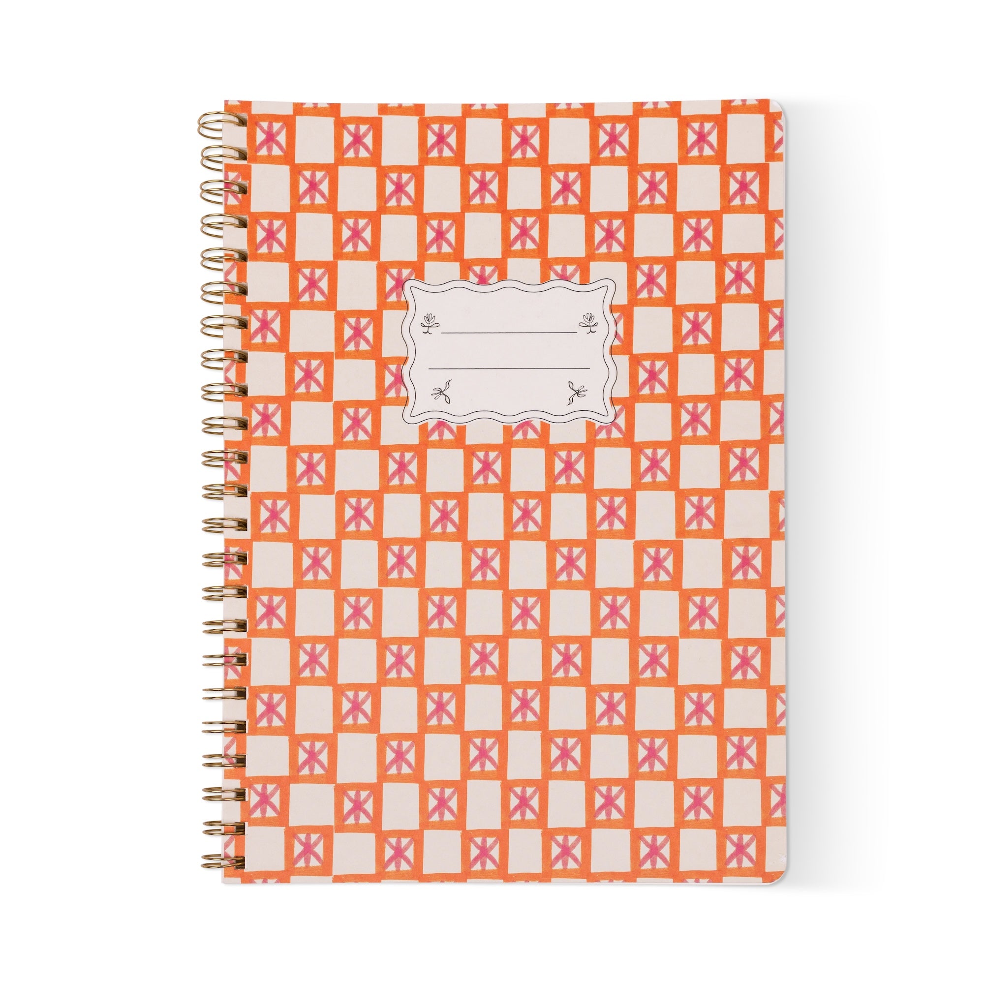 Orange Check Large Twinewire Notebook